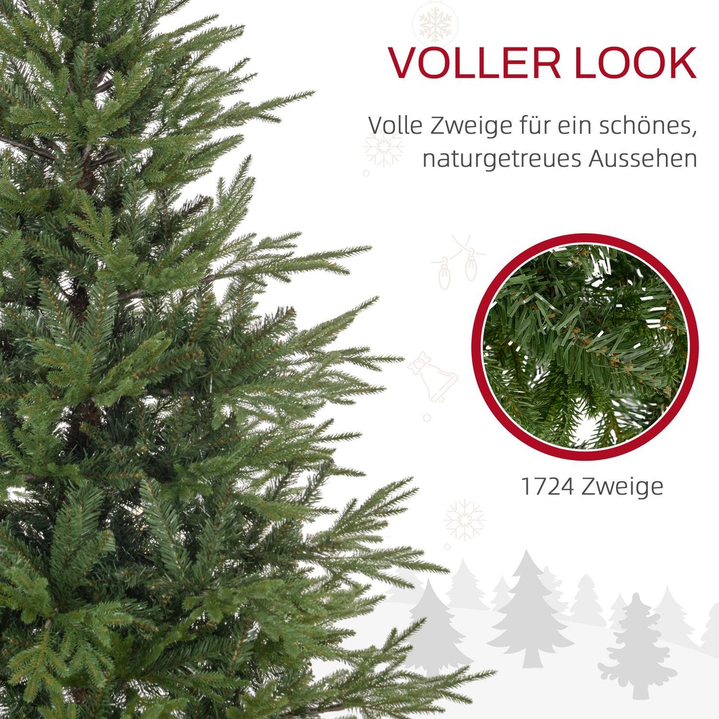 Artificial Christmas tree, 150cm, 1724 Tip, Metal stand