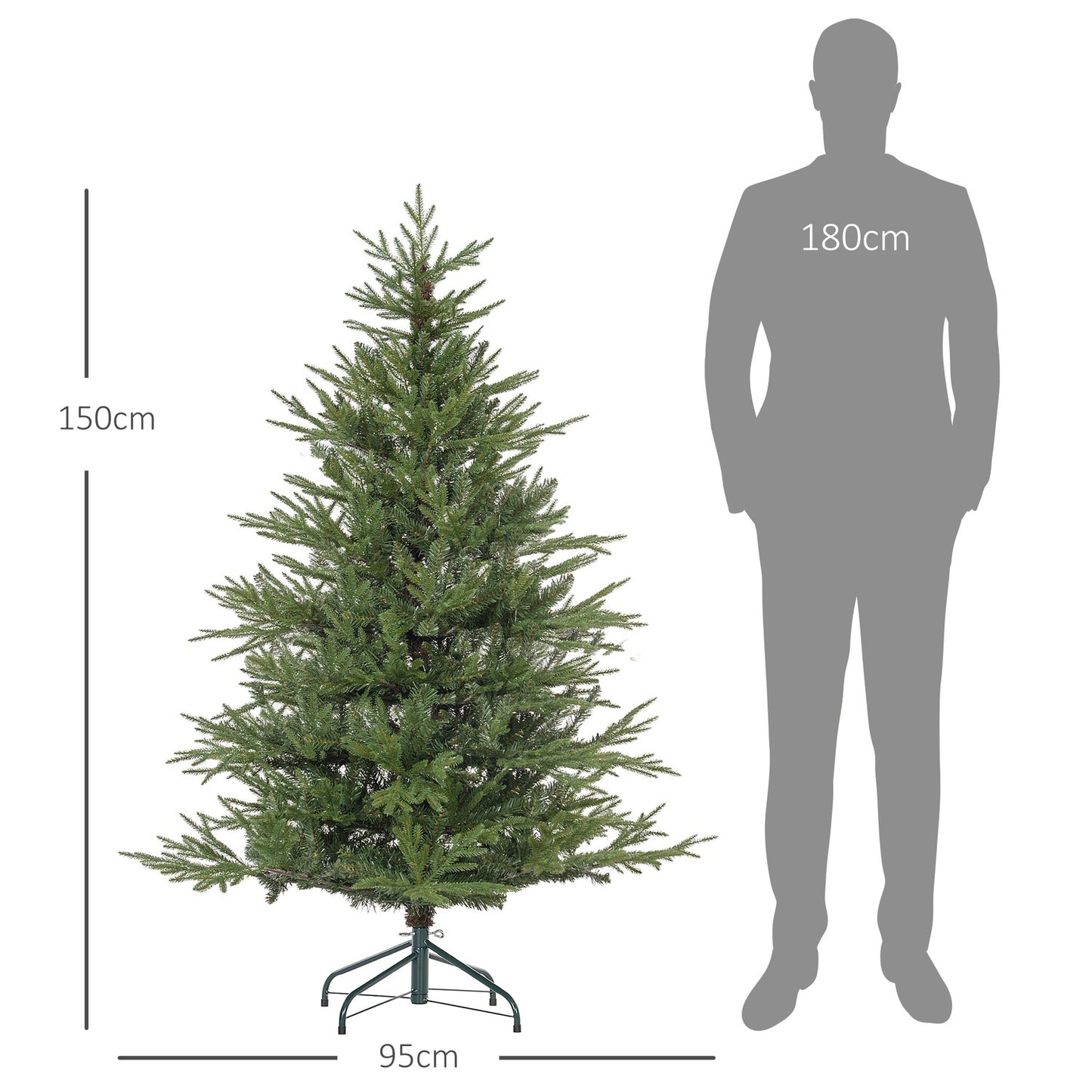 Artificial Christmas tree, 150cm, 1724 Tip, Metal stand