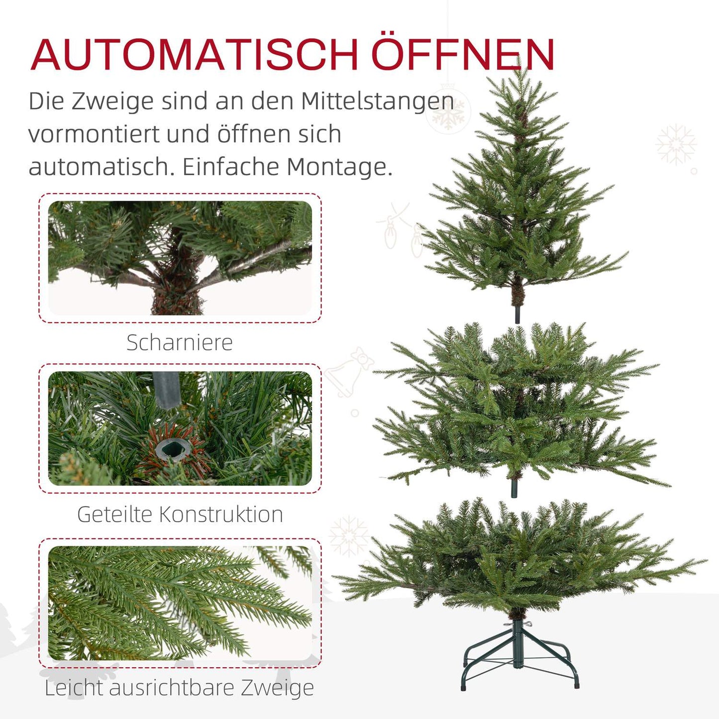 Artificial Christmas tree, 150cm, 1724 Tip, Metal stand