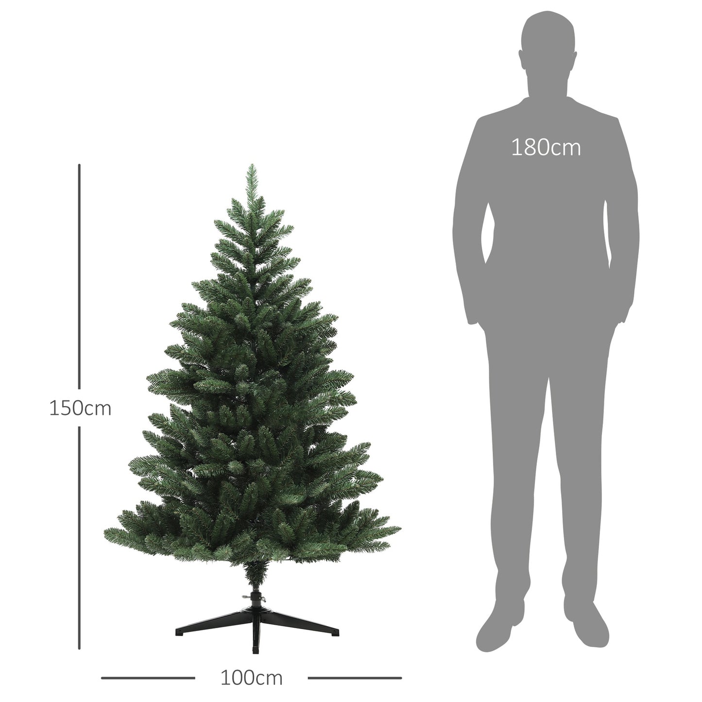 150cm artificial Christmas tree, flame retardant, green