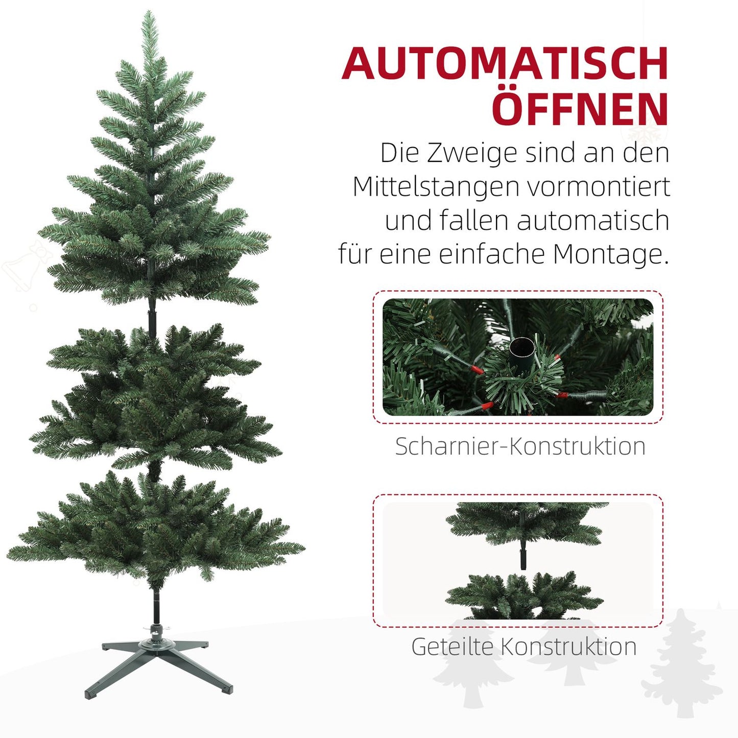 150cm artificial Christmas tree, flame retardant, green