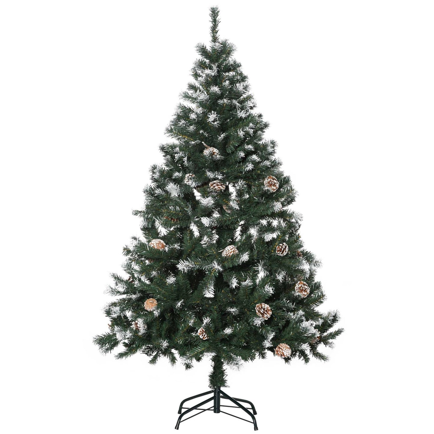Artificial Christmas Tree, 150 cm, Snowy Branches, Pinecones