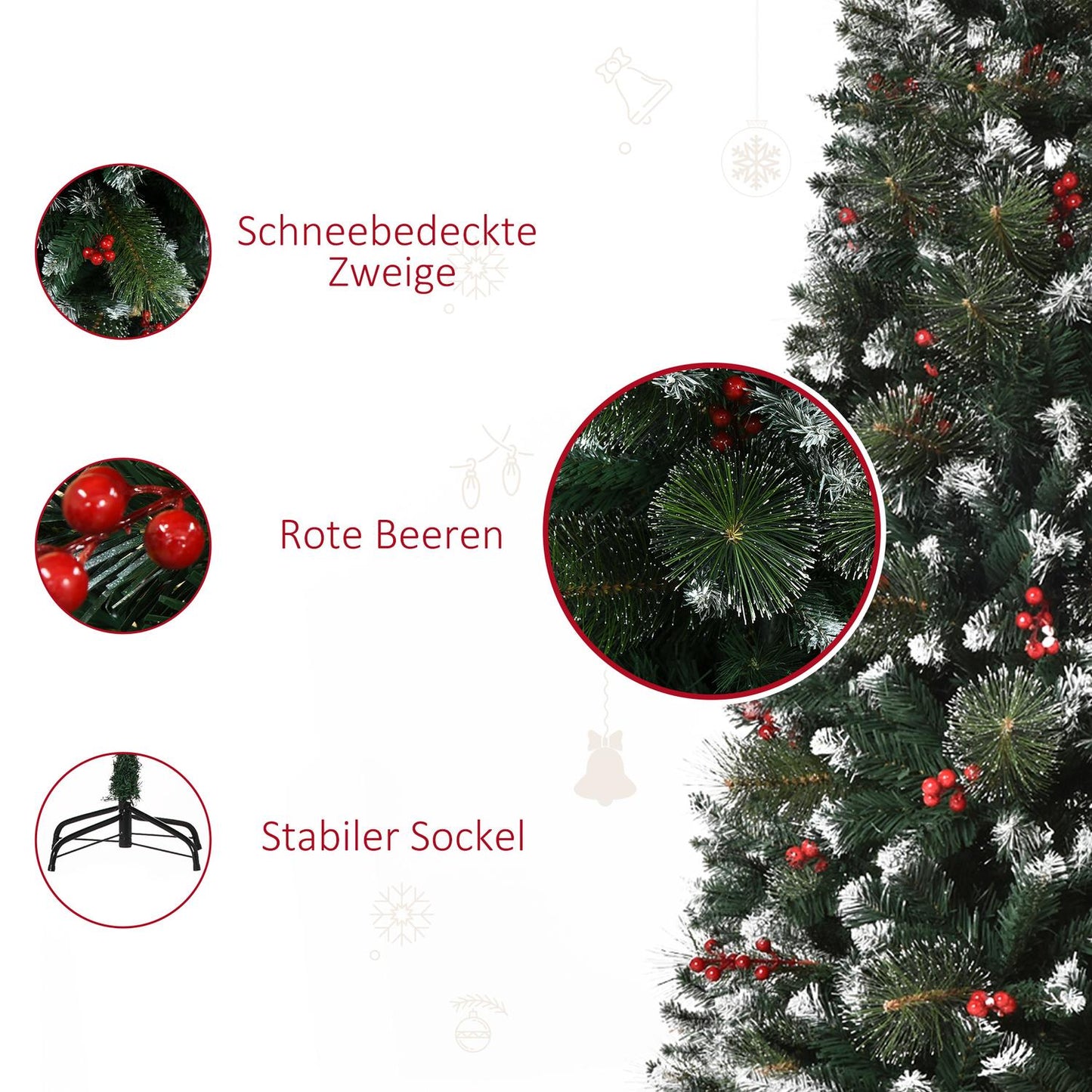 Artificial Christmas tree, 1.5 M, green and white, 360 branches