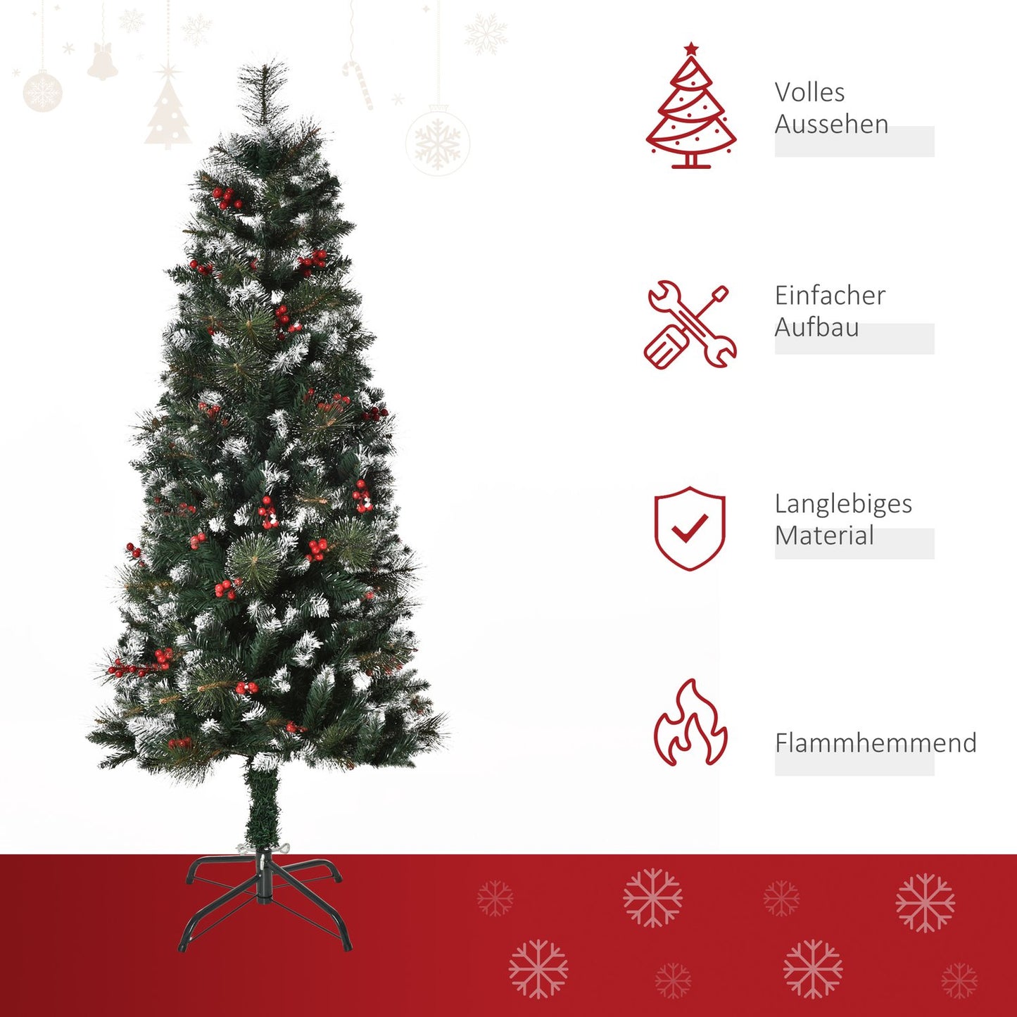 Artificial Christmas tree, 1.5 M, green and white, 360 branches