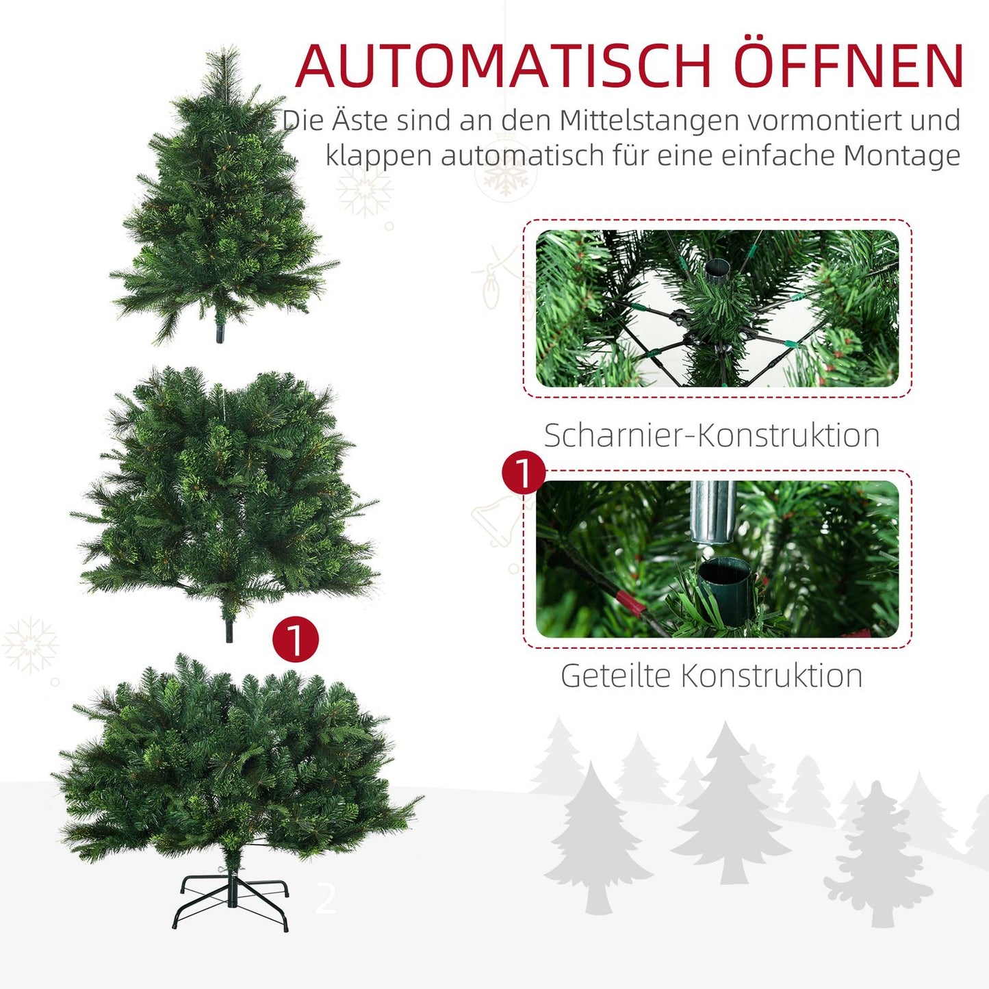 Green artificial Christmas tree, 180 Cm with stand