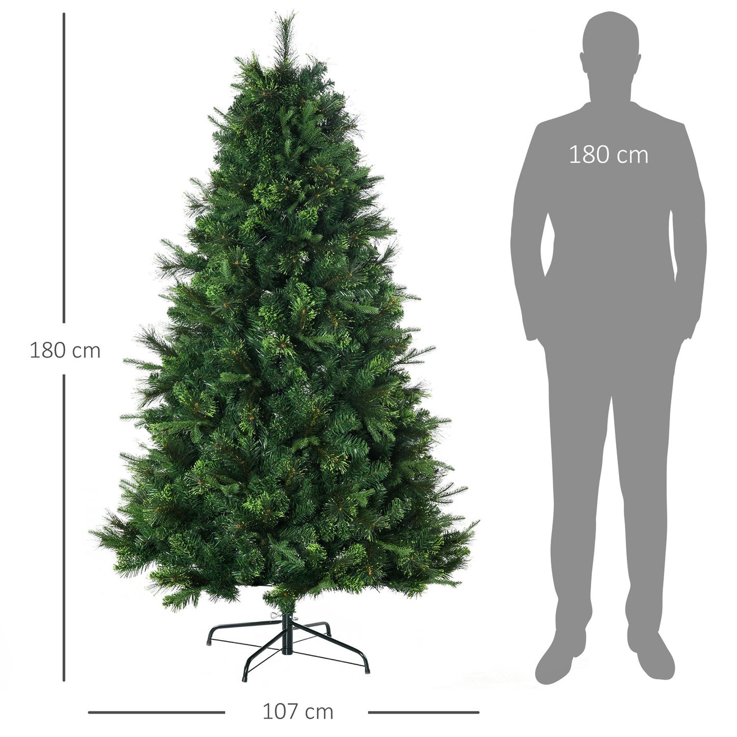 Green artificial Christmas tree, 180 Cm with stand
