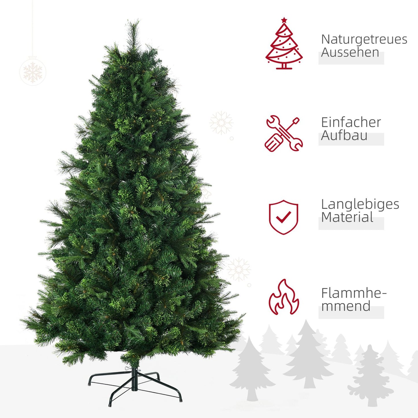 Green artificial Christmas tree, 180 Cm with stand