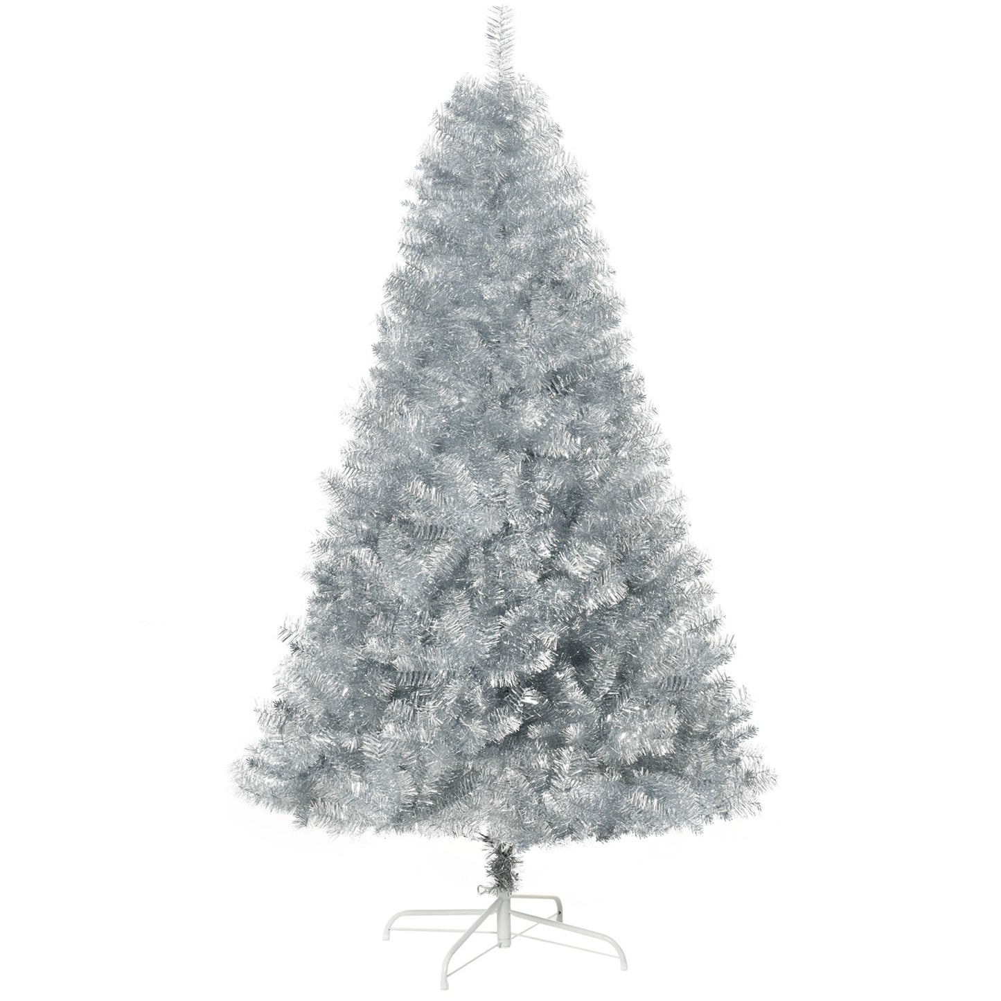 180 cm artificial Christmas tree, silver & white, easy assembly