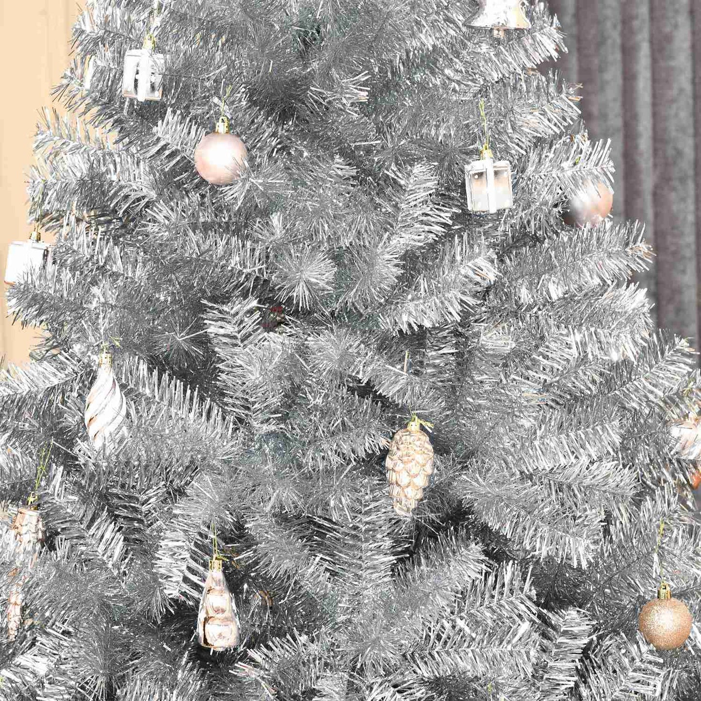 180 cm artificial Christmas tree, silver & white, easy assembly