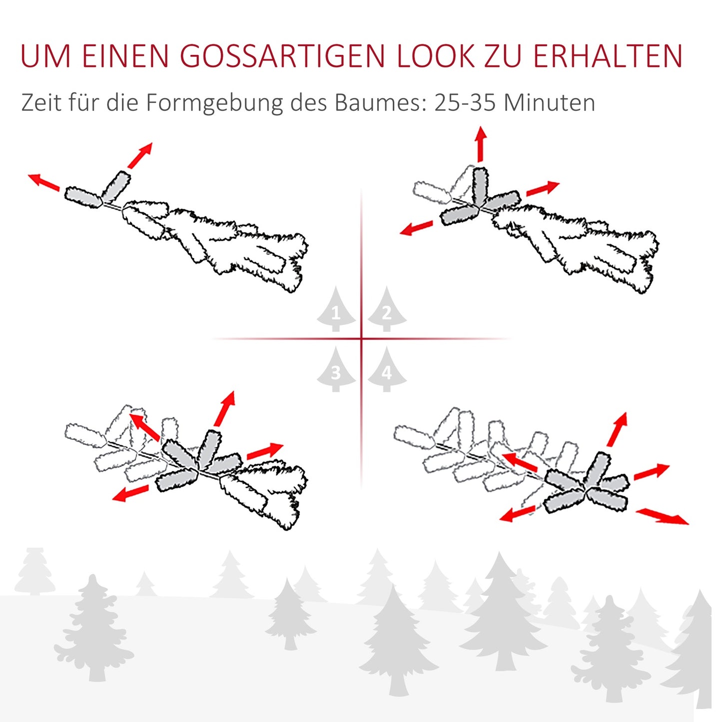180 cm artificial Christmas tree, silver & white, easy assembly