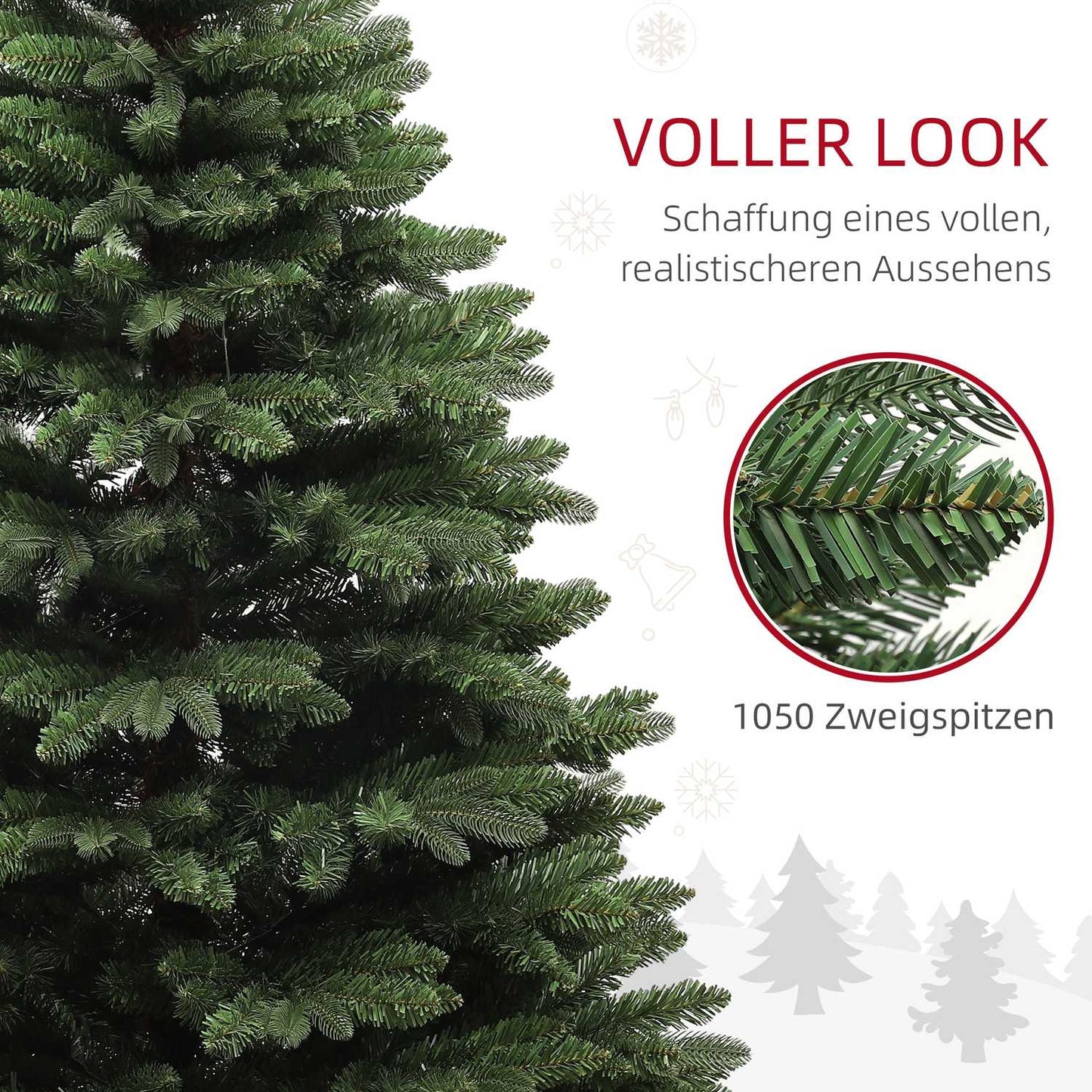 180 cm artificial Christmas tree, flame retardant, collapsible base