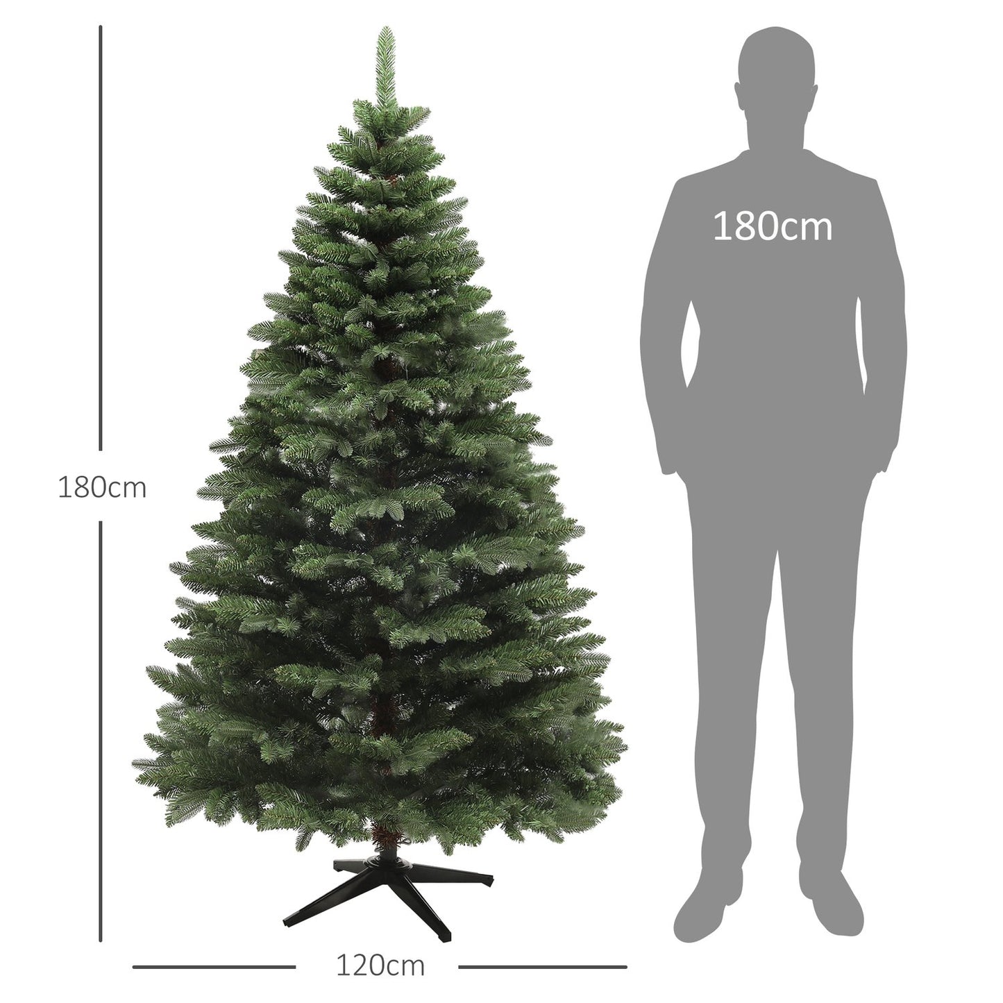180 cm artificial Christmas tree, flame retardant, collapsible base