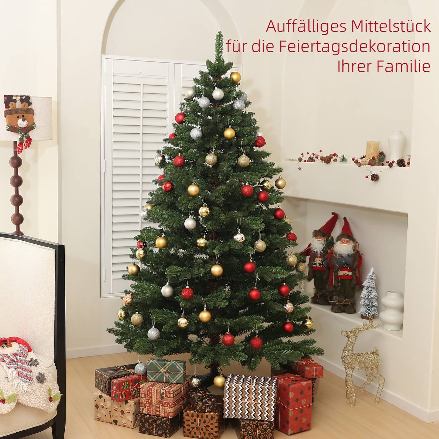 180 cm artificial Christmas tree, flame retardant, collapsible base
