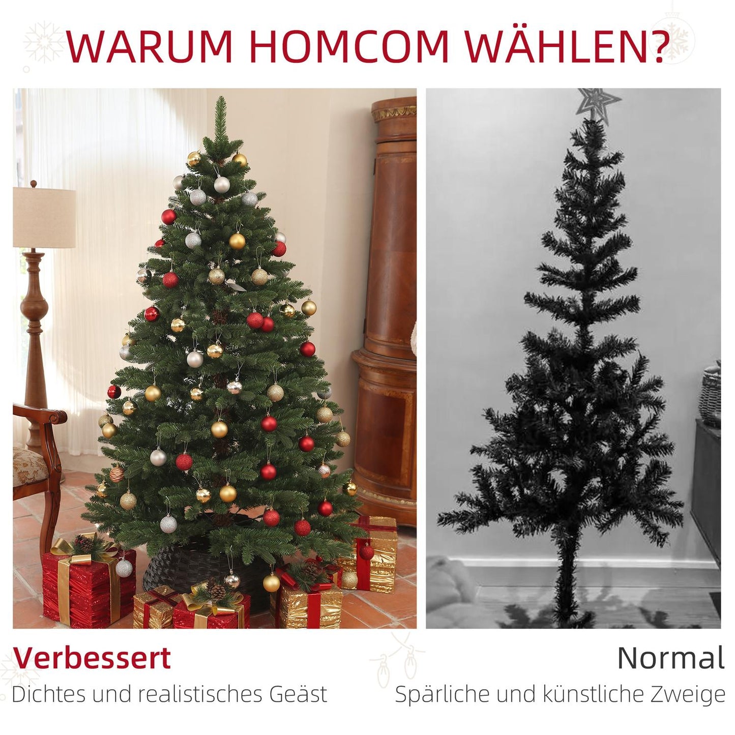 180 cm artificial Christmas tree, flame retardant, collapsible base