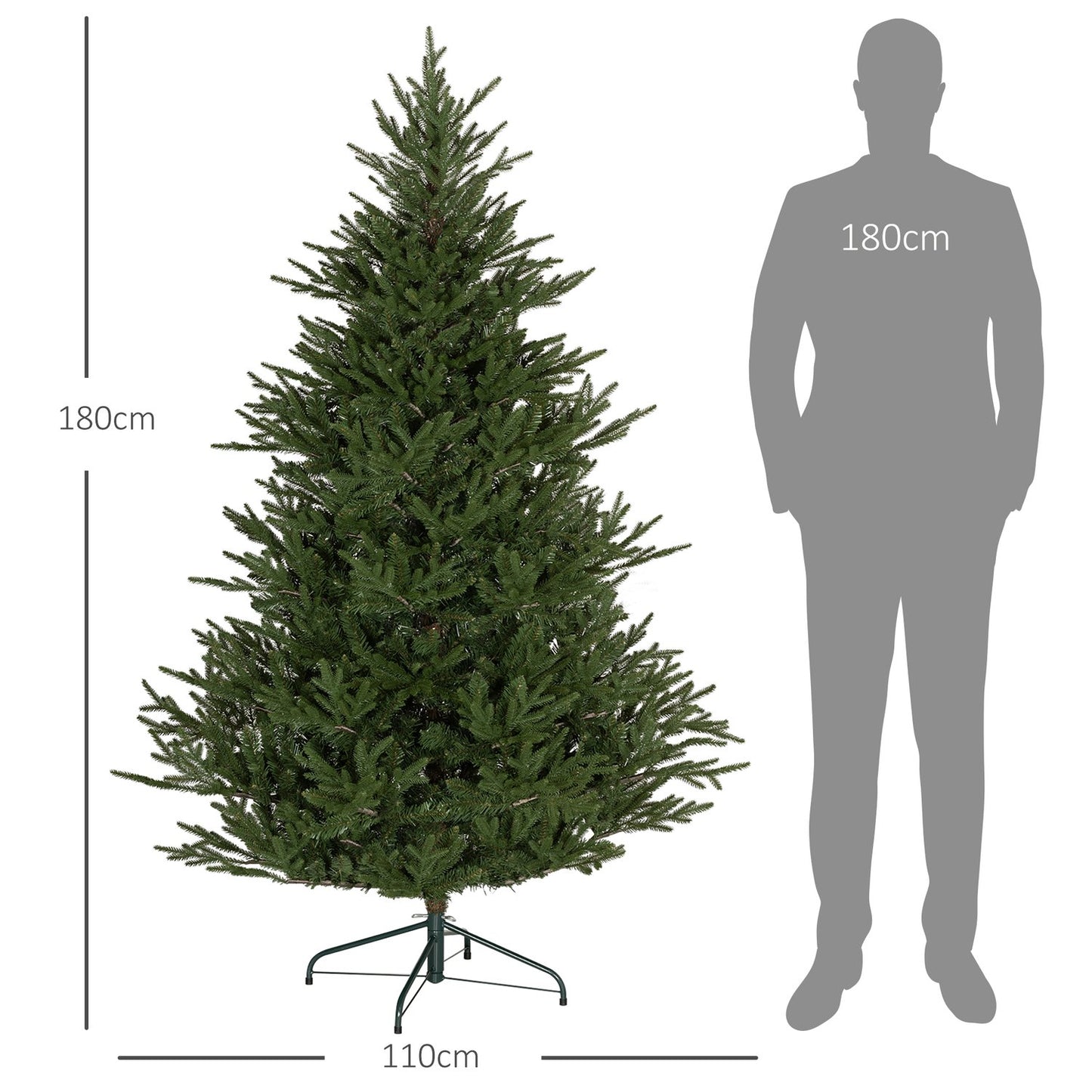 180cm artificial Christmas tree, 2380 tips, collapsible stand