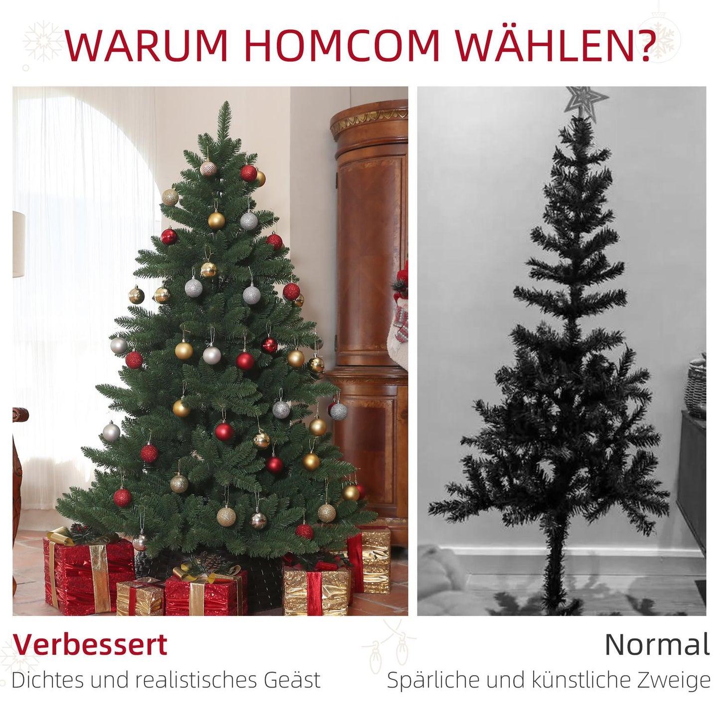 Artificial 180cm Christmas tree, 880 laces, flame retardant