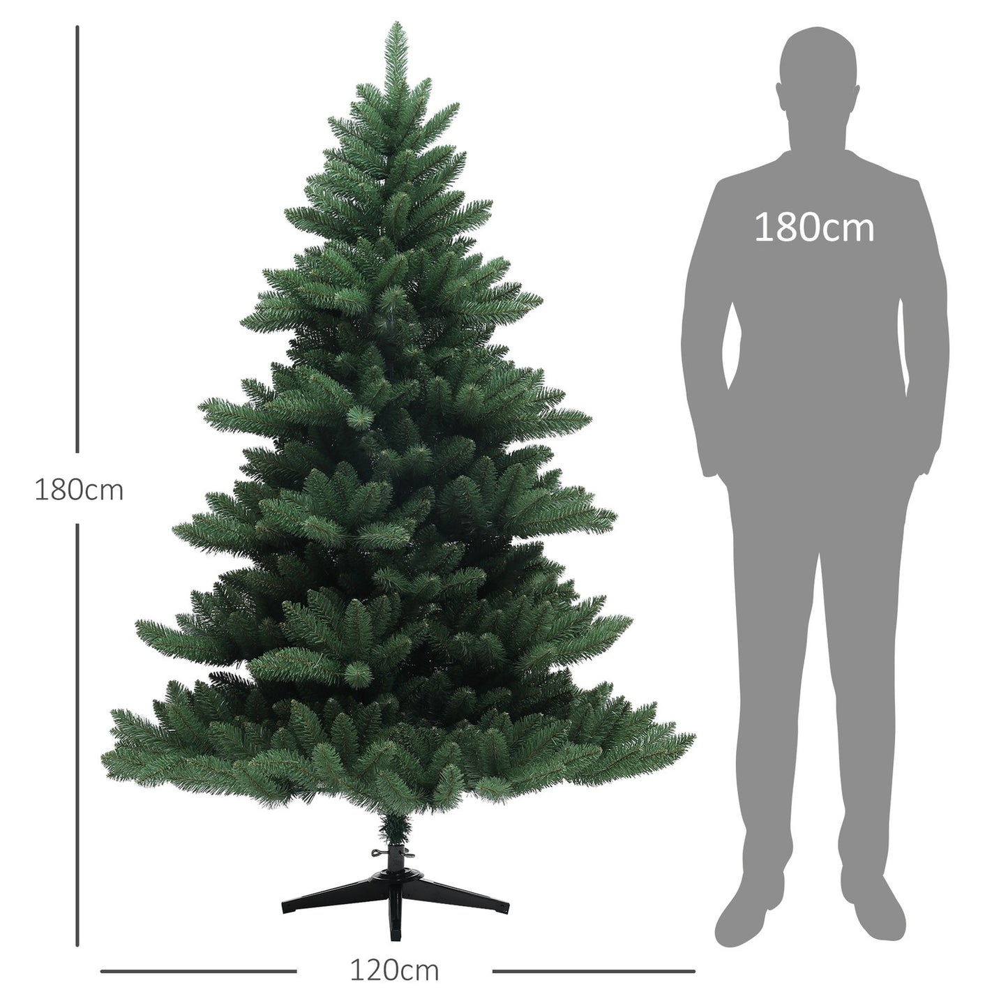 Artificial 180cm Christmas tree, 880 laces, flame retardant