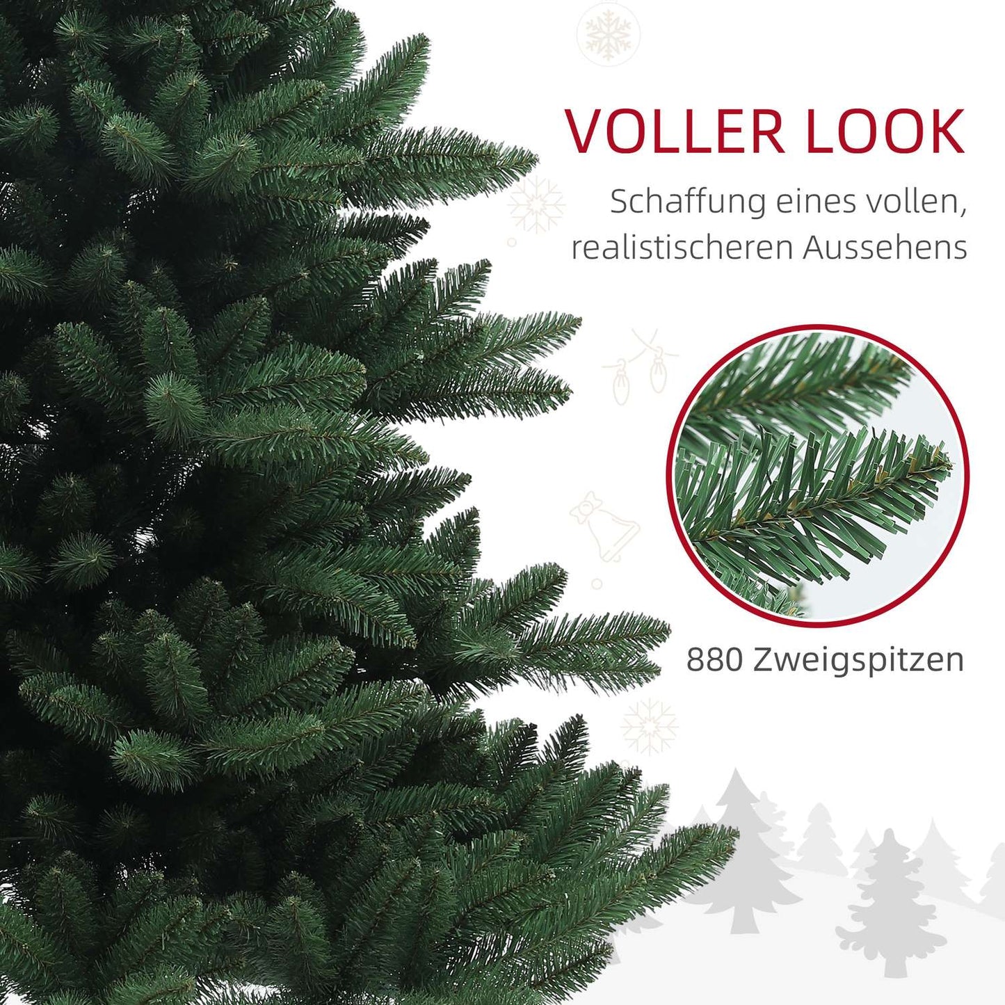 Artificial 180cm Christmas tree, 880 laces, flame retardant