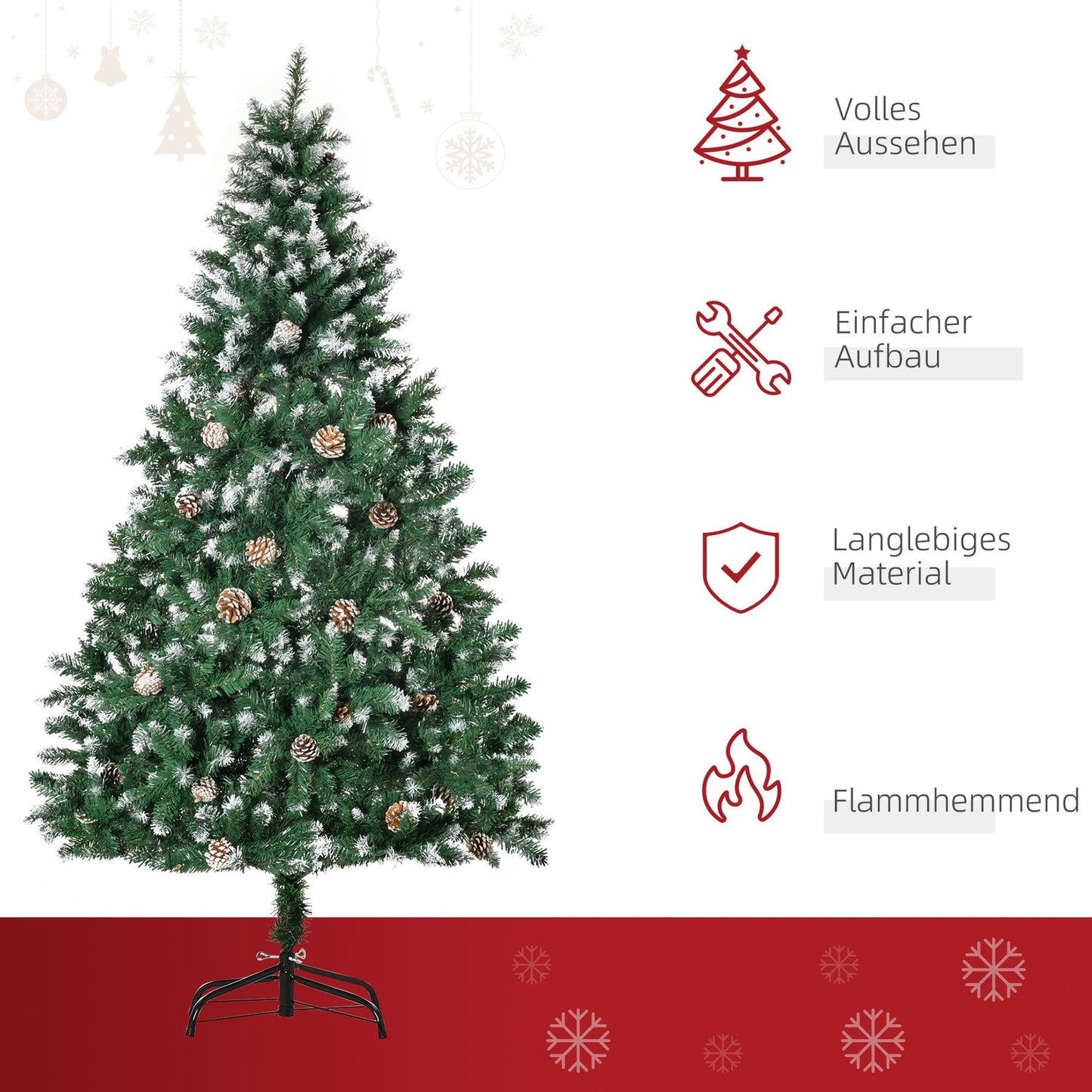 Artificial Christmas Tree, 180 cm, Realistic Pine Look