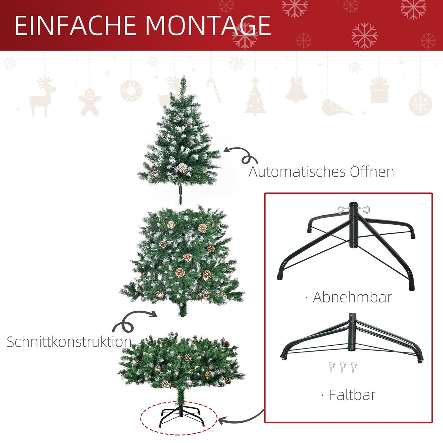 Artificial Christmas Tree, 180 cm, Realistic Pine Look