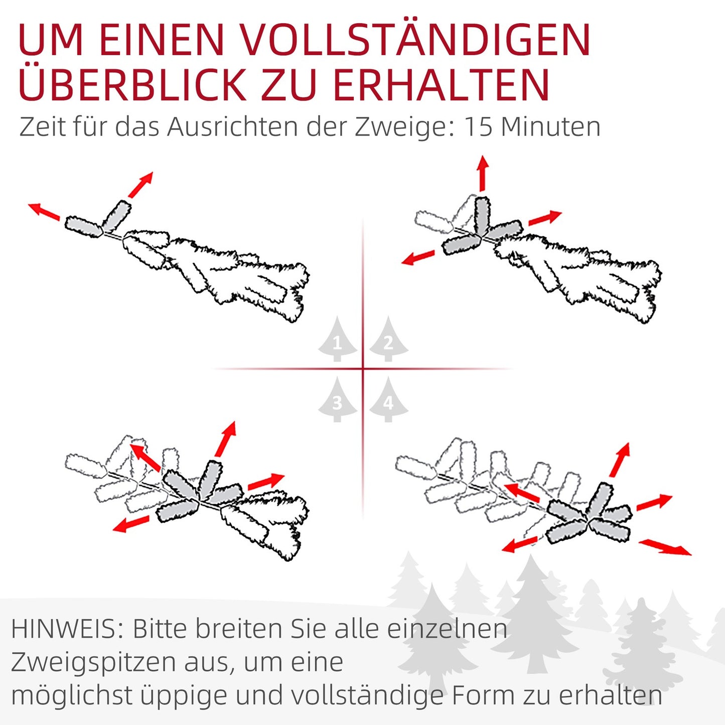 Artificial Christmas Tree, 180cm, Snowy Branches, Metal Stand