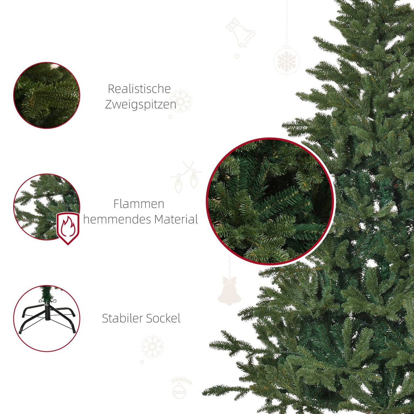 6ft Artificial Christmas Tree - PVC/PE, Metal Stand
