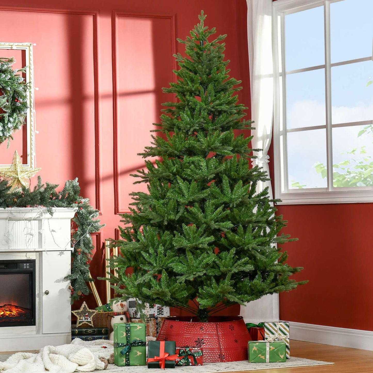 210 cm artificial Christmas tree, flame retardant, green