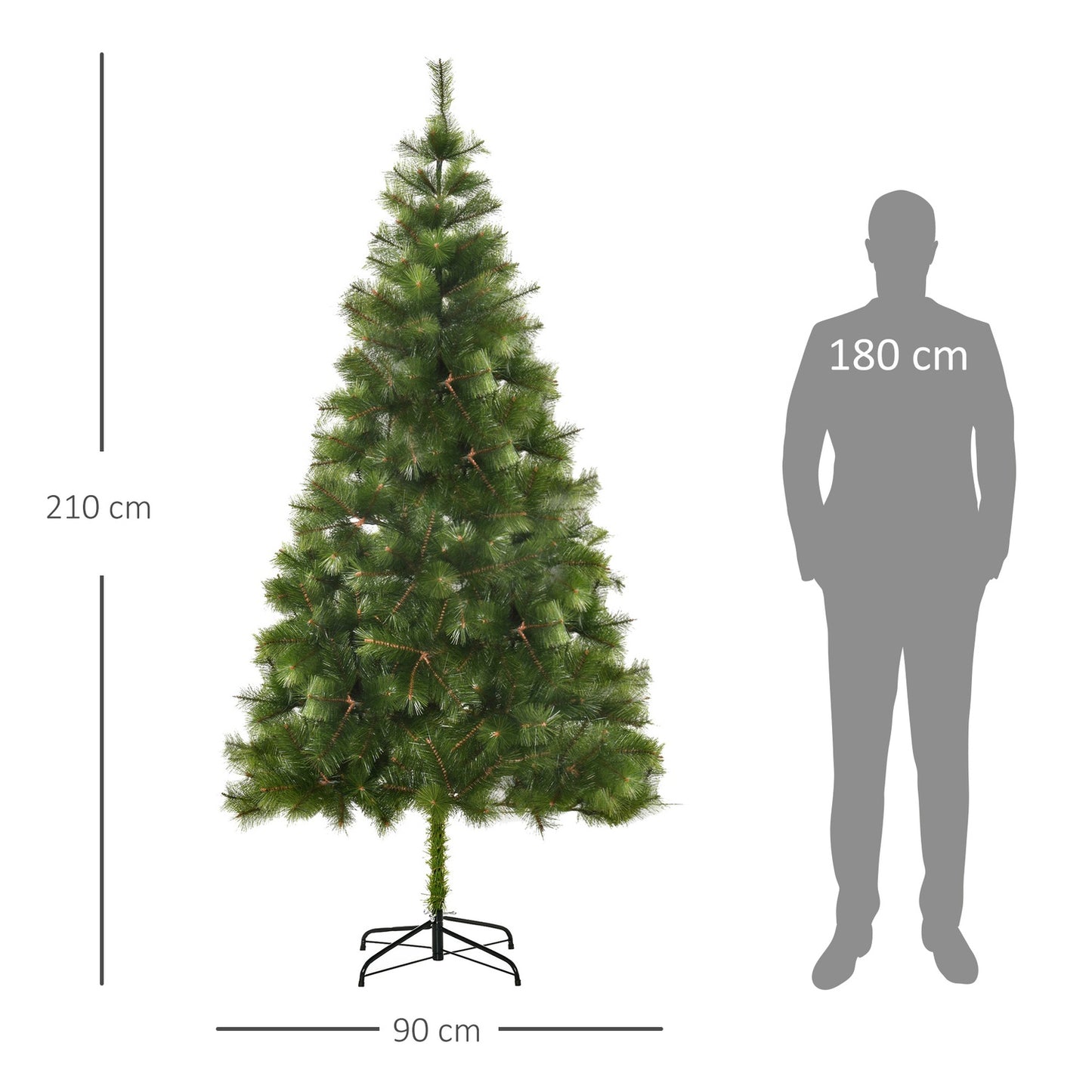 Artificial Christmas tree 2.1M, dense branches, easy installation