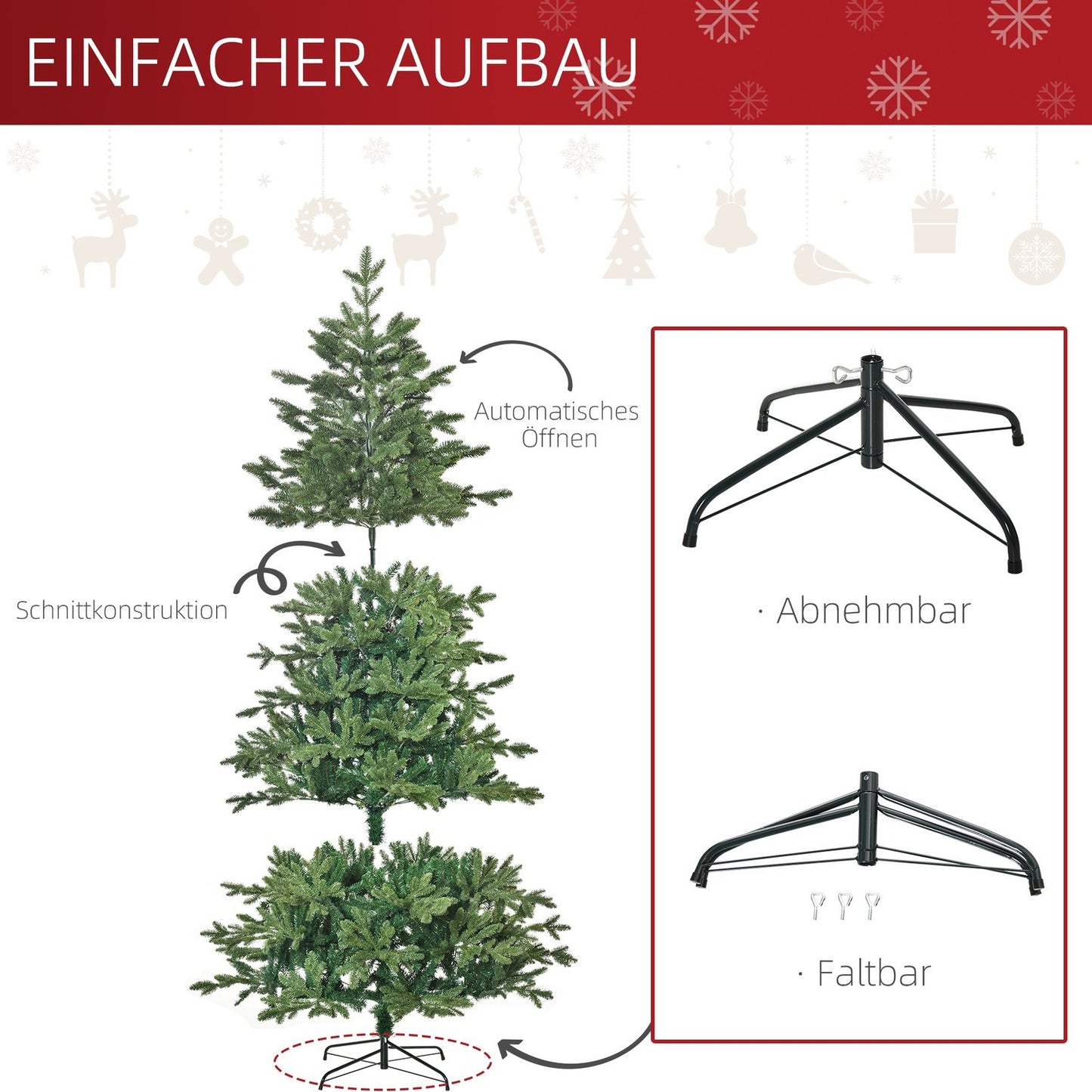 Artificial Christmas tree, 2.1M, PVC & PE, metal stand
