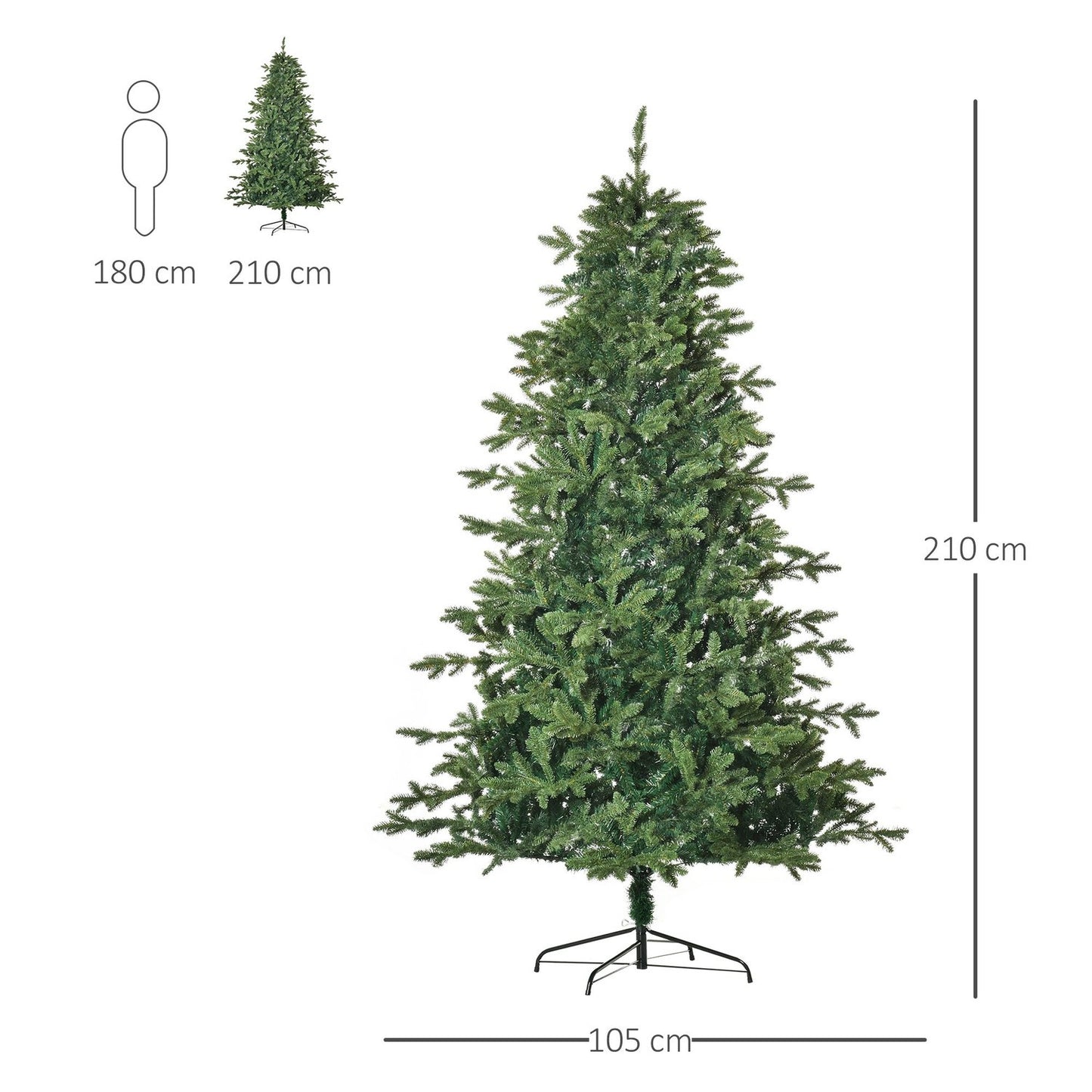 Artificial Christmas tree, 2.1M, PVC & PE, metal stand