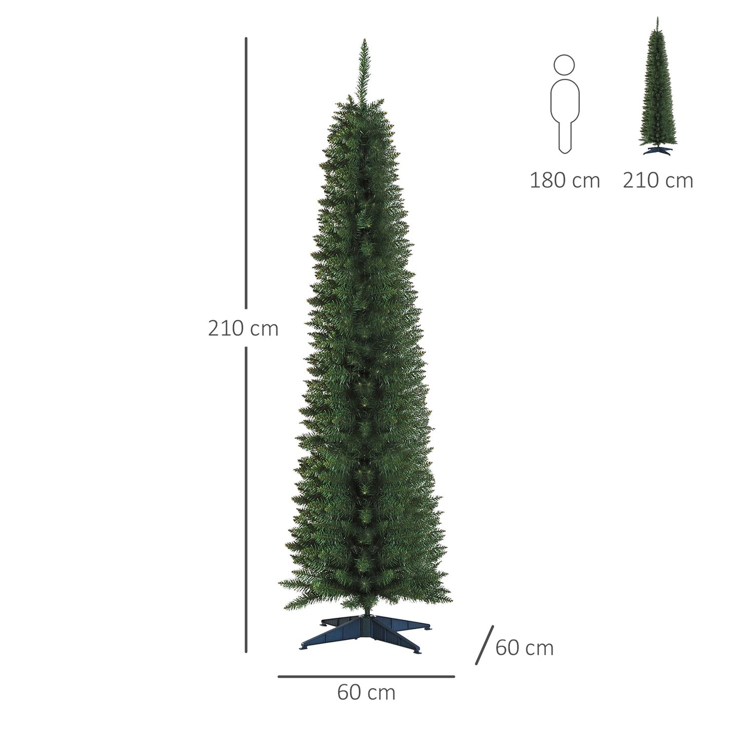 Artificial Christmas Tree, 2.1m, Realistic Plastic Branches