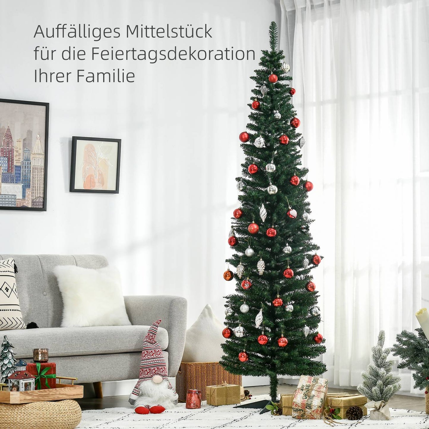 Artificial Christmas Tree, 2.1m, Realistic Plastic Branches