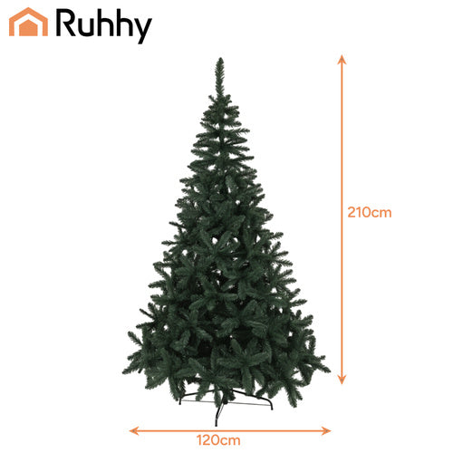 Artificial Christmas Tree 2.1m, Thick Needles, Flame-Retardant