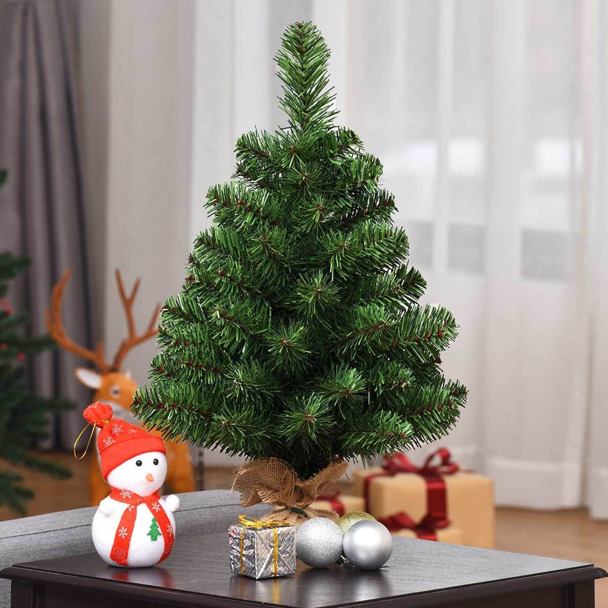 Artificial Christmas Tree, PVC Needles, 60cm, Cement Base