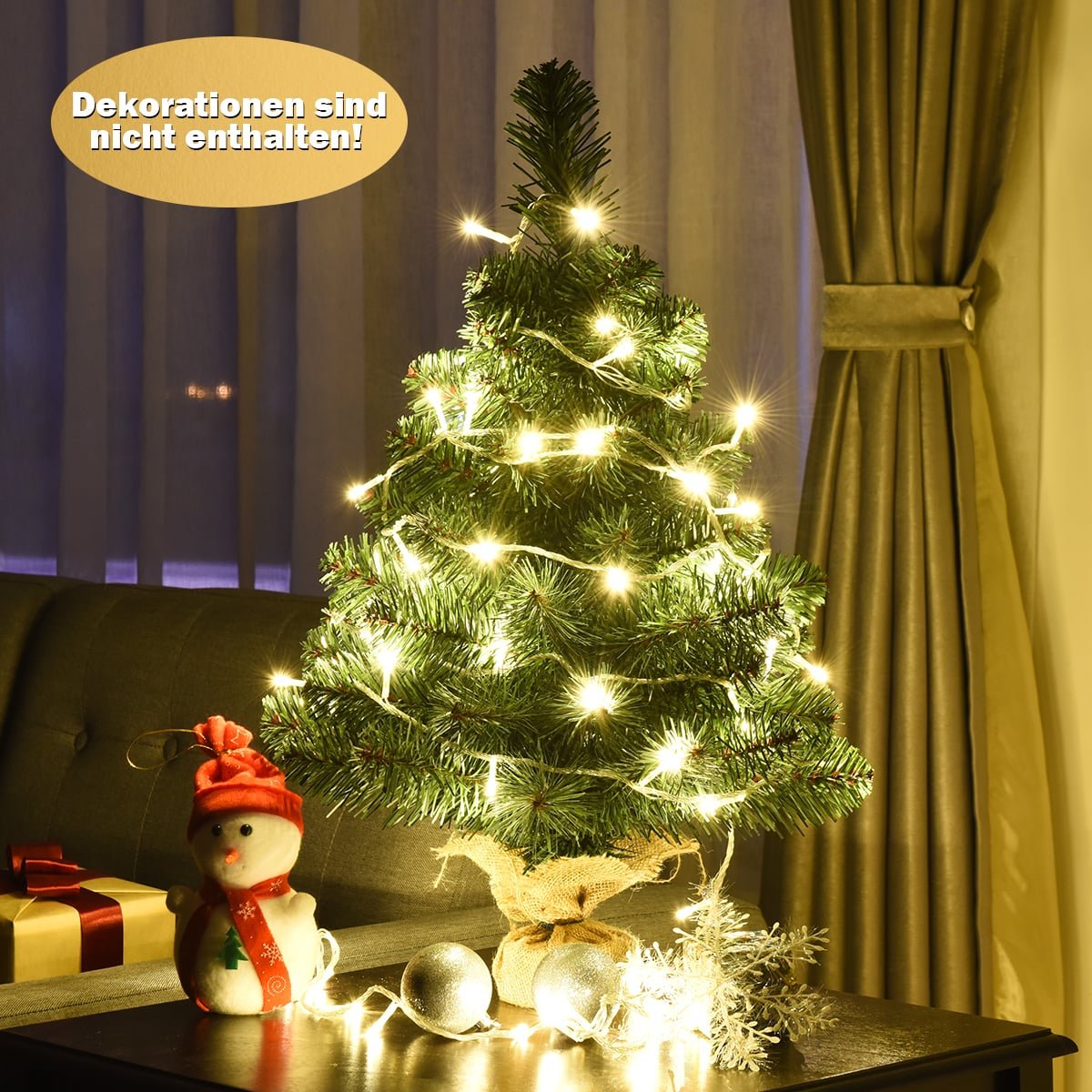 Artificial Christmas Tree, PVC Needles, 60cm, Cement Base