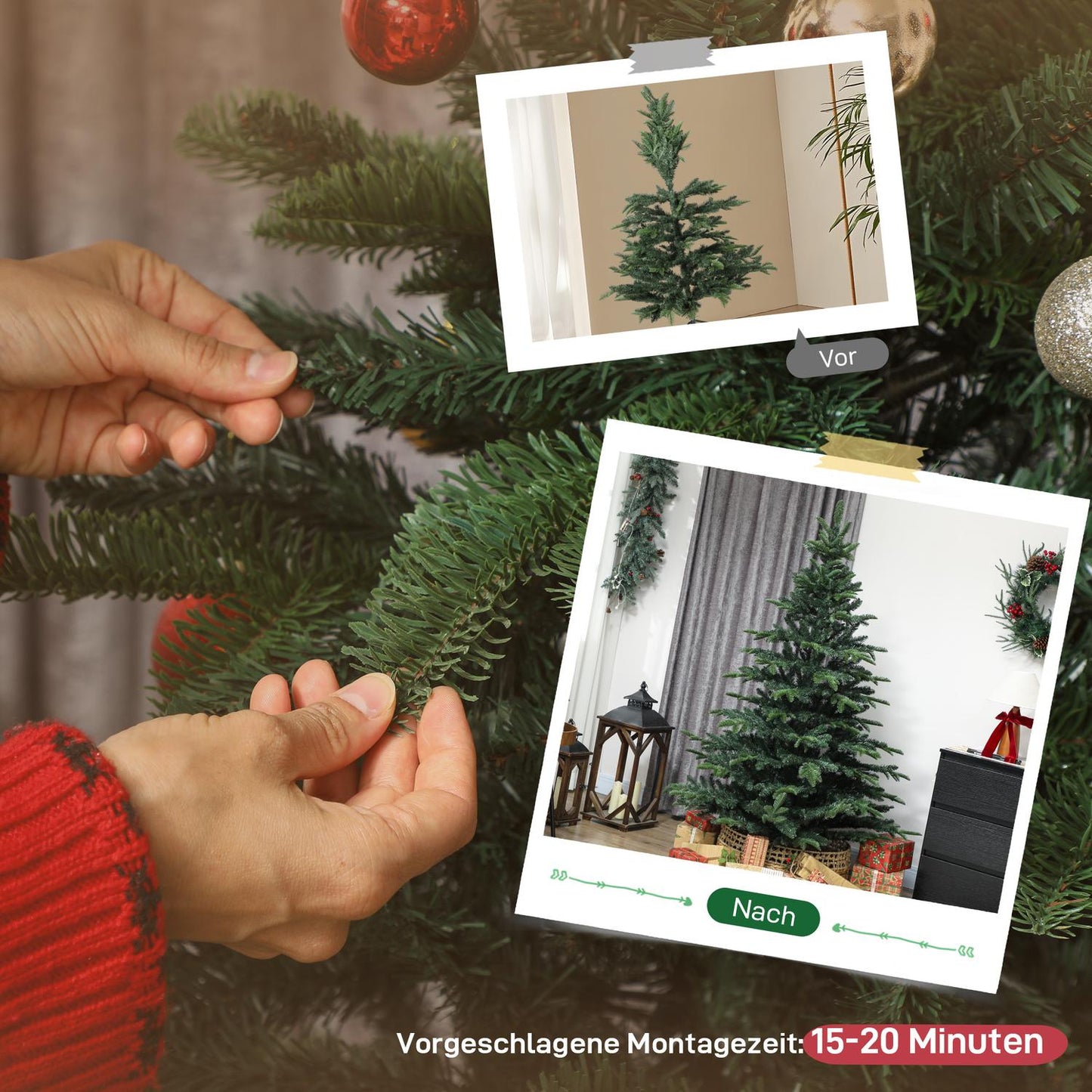 Artificial Christmas Tree, Realistic Branches, 180 cm, Green