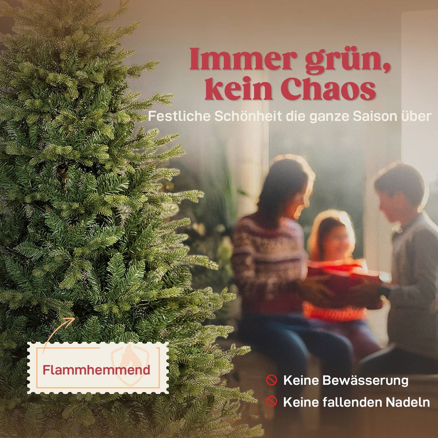 Artificial Christmas Tree, Realistic Branches, Metal Stand, 180 cm