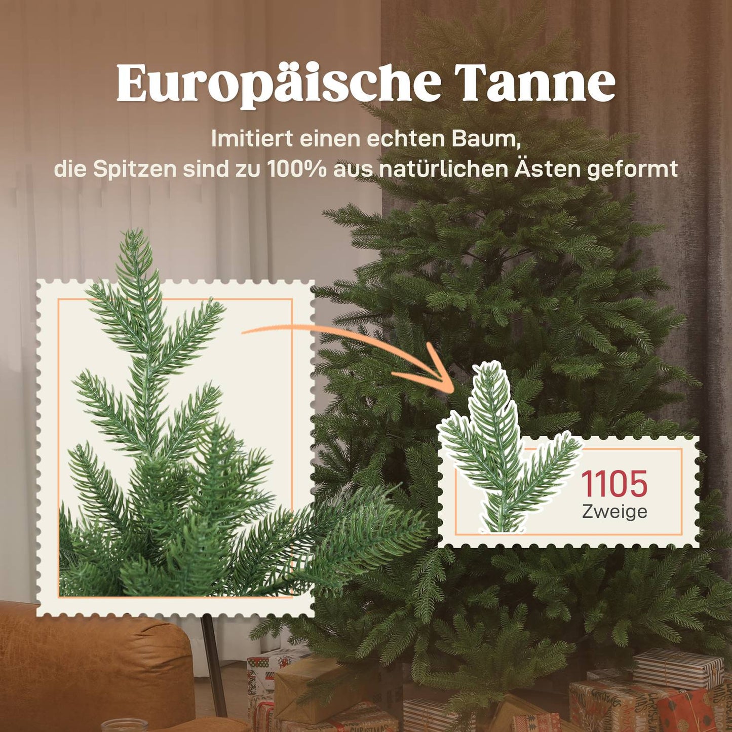 Artificial Christmas Tree, Realistic Look, Foldable Branches
