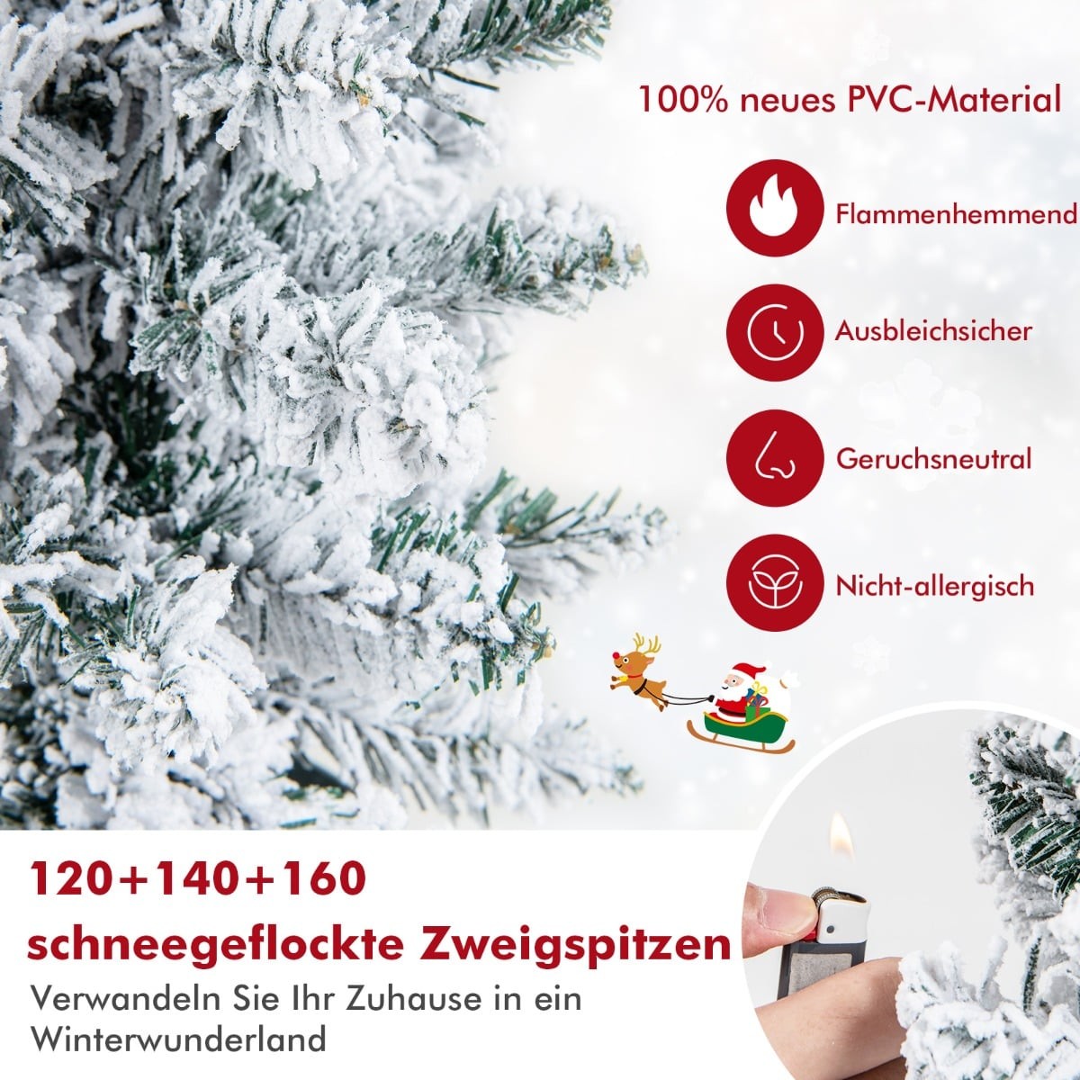 Artificial Christmas Tree Set with Snow, 3 Sizes (90-150 cm)
