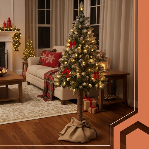 Artificial Christmas Tree, Snow-Covered, 180 cm, Natural Trunk