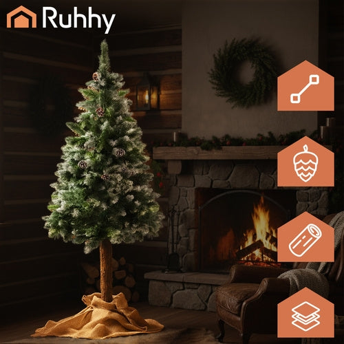 Artificial Christmas Tree, Snow-Covered, 180 cm, Natural Trunk