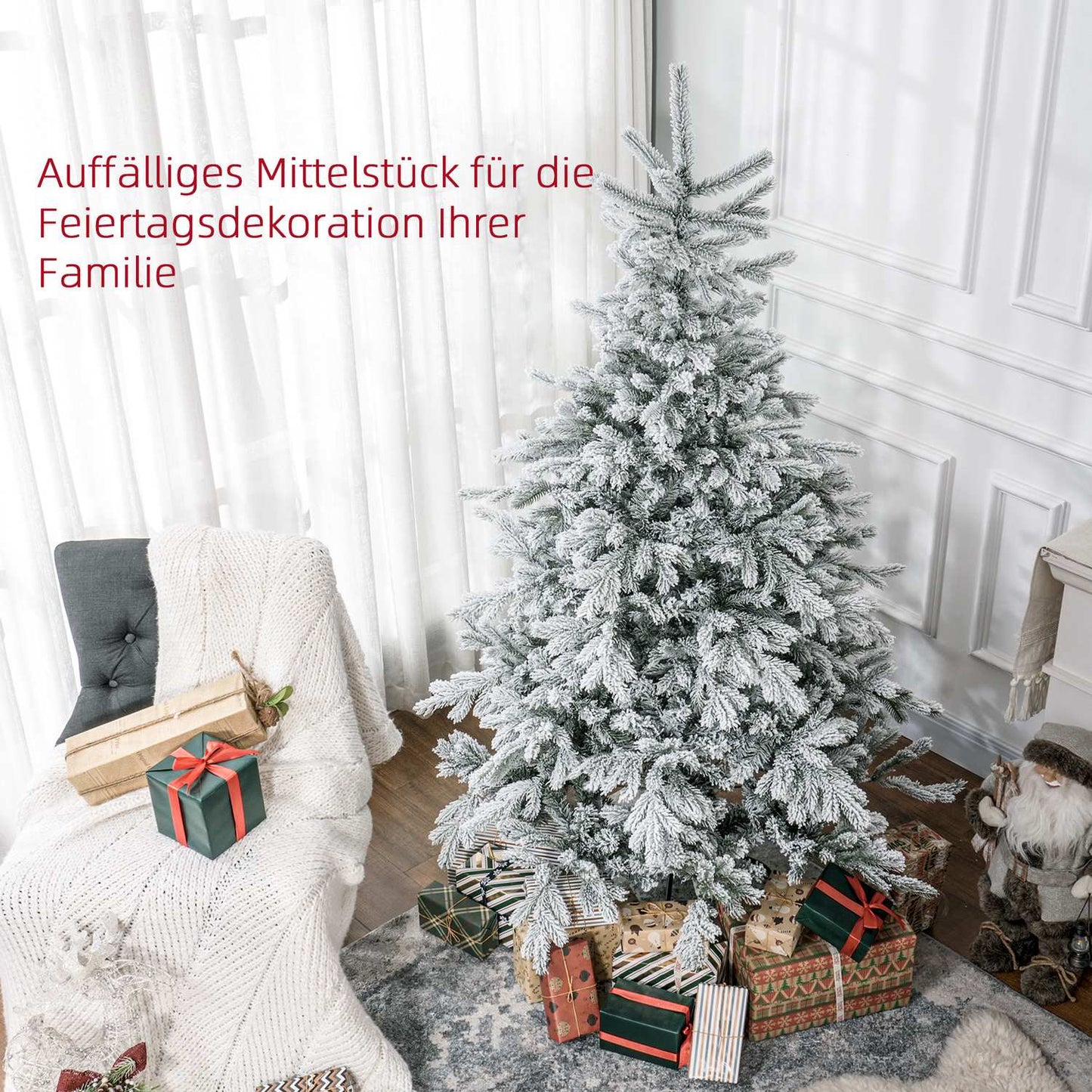 Artificial Christmas Tree, Snowy Branches, 180 cm, Green
