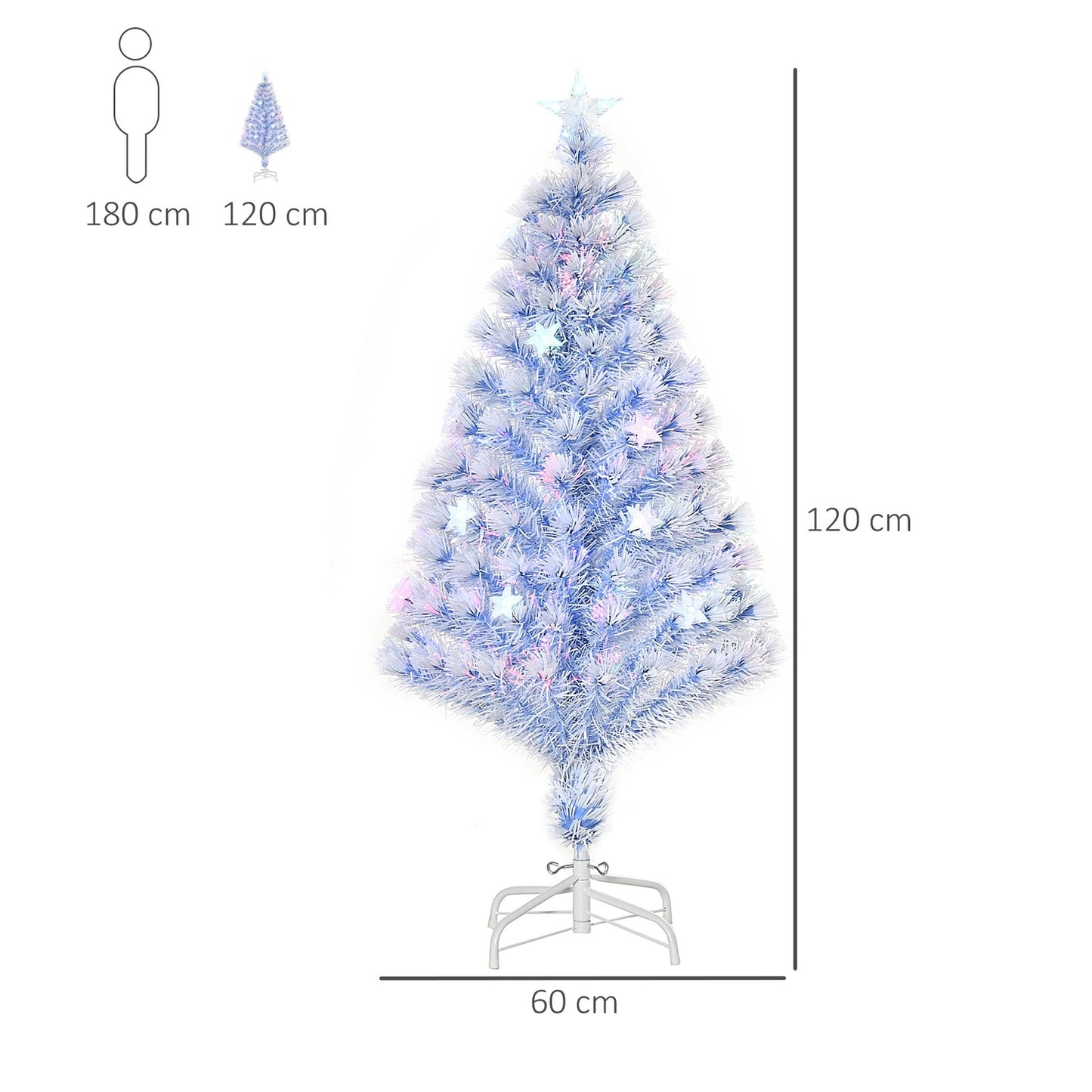 White & Blue Christmas tree, 120 cm, PVC with 3 LED lights