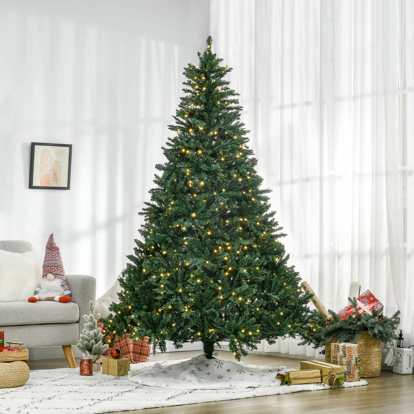 Artificial Christmas Tree with 700 LED Lights, 2.1m Tall