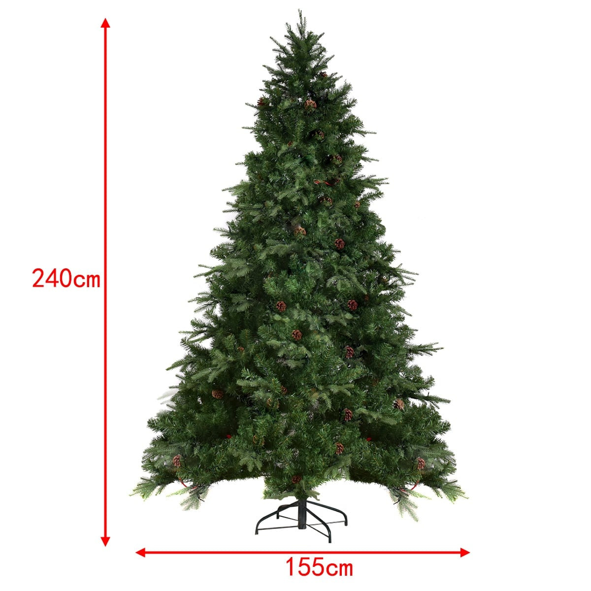 Artificial Christmas Tree with LED Lights, 240 cm, Green
