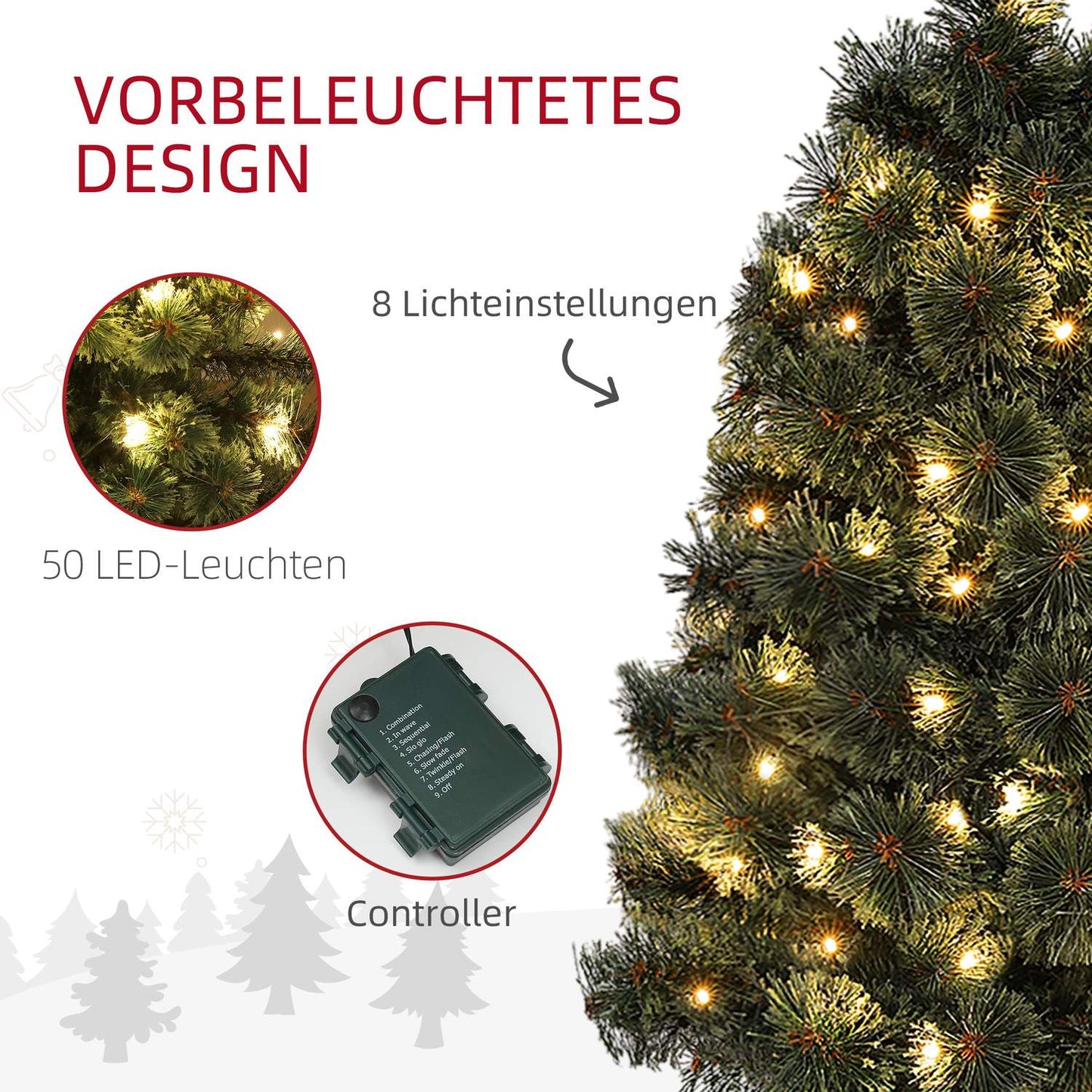 90cm indoor artificial Christmas tree with LED lights