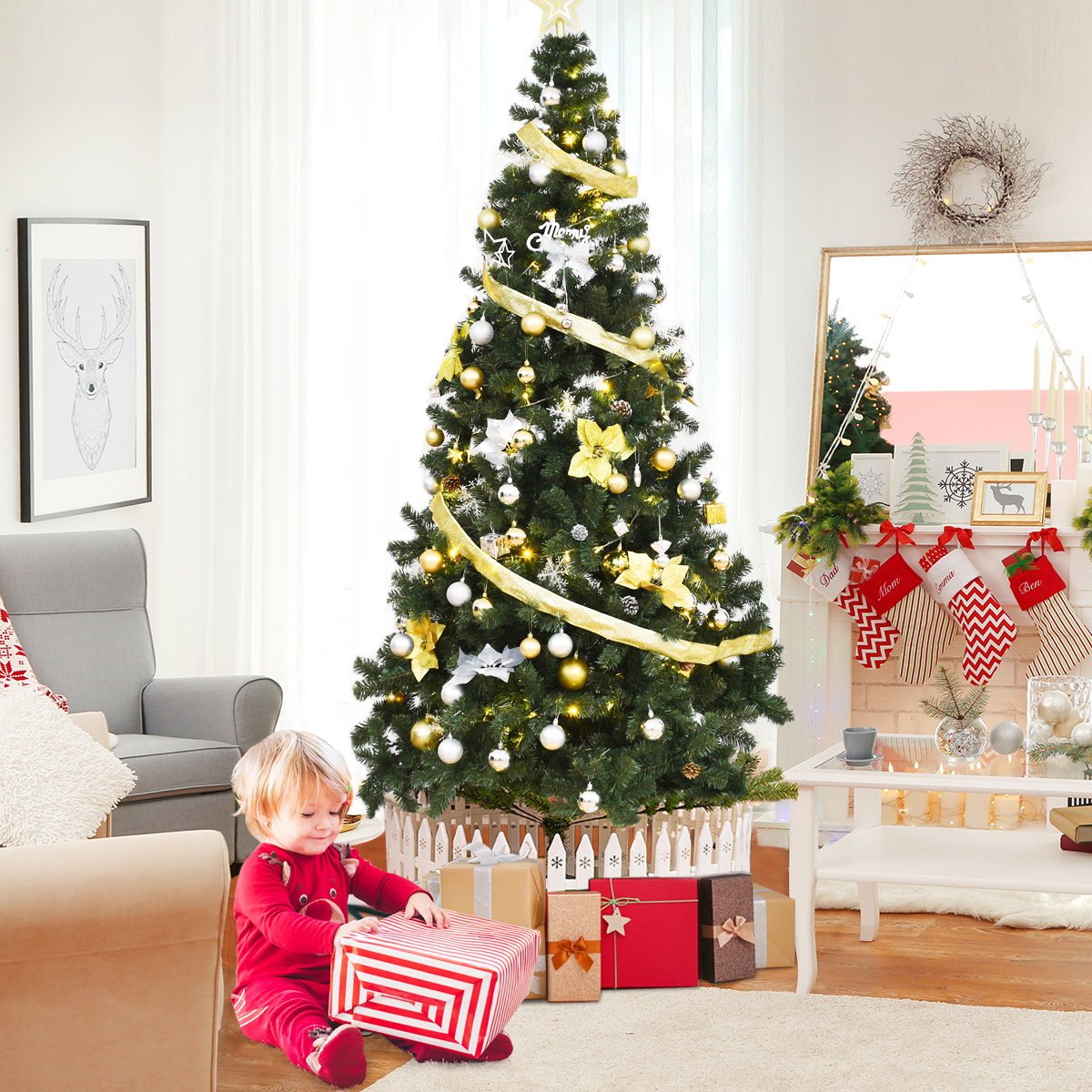 Artificial Christmas Tree with Metal Stand, 240 cm, PVC