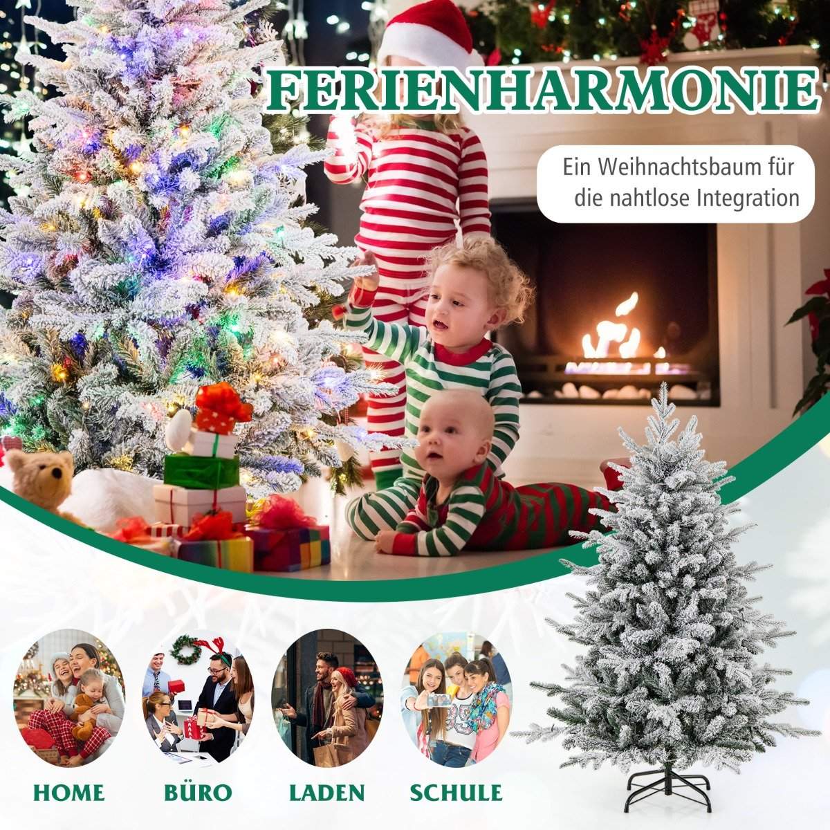 Artificial Christmas Tree with Multicolor LEDs, 8 Modes, 147cm