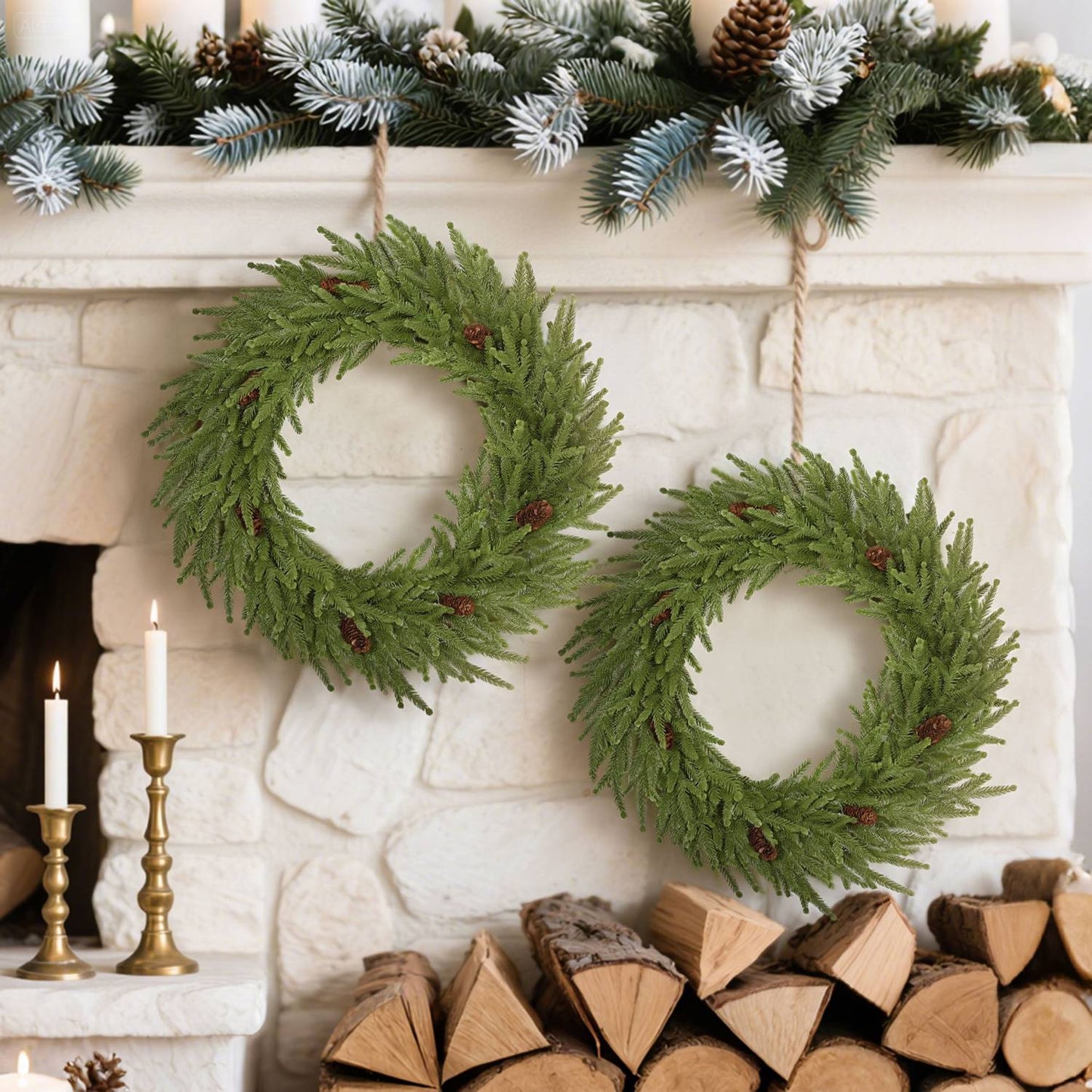 Artificial Christmas Wreath with Cones, 60 x 15 cm