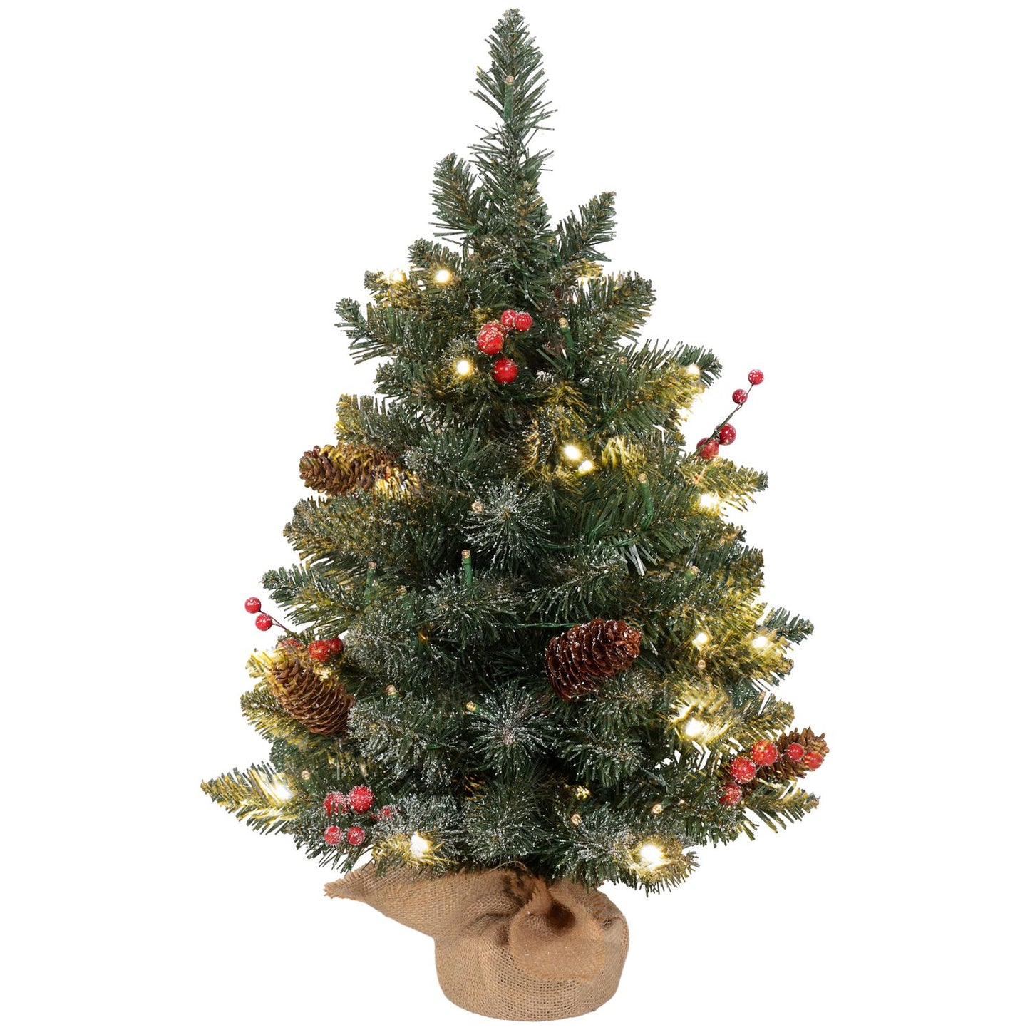 0.6 m artificial Christmas tree with cones, 50 LEDs